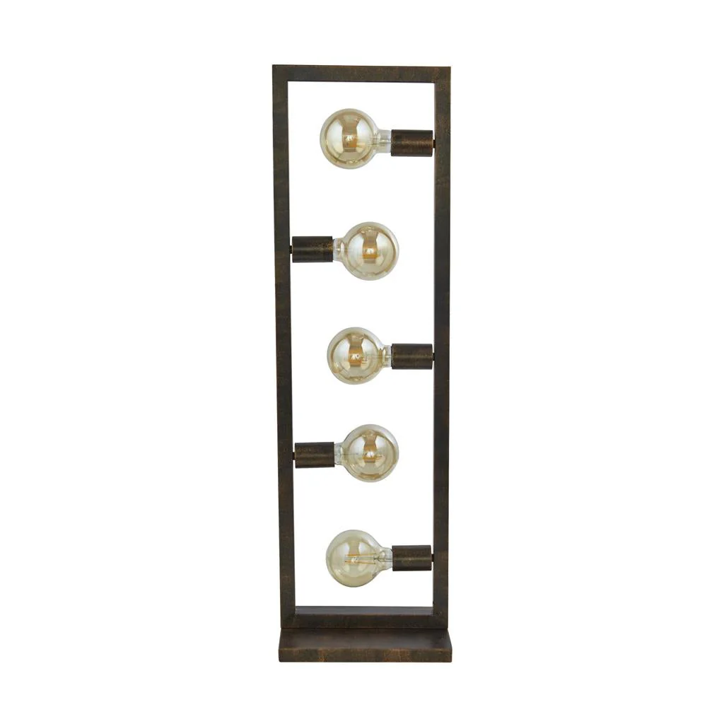 Oblong 5Lt Floor Lamp - Rustic Brown Metal E27 - Image 2