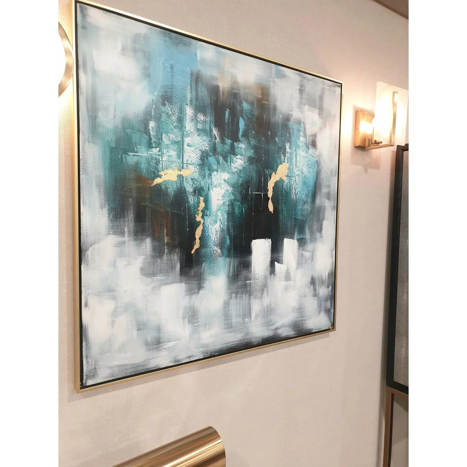 Ocean Storm Wall Art - Blue & Gold Finish - Image 2
