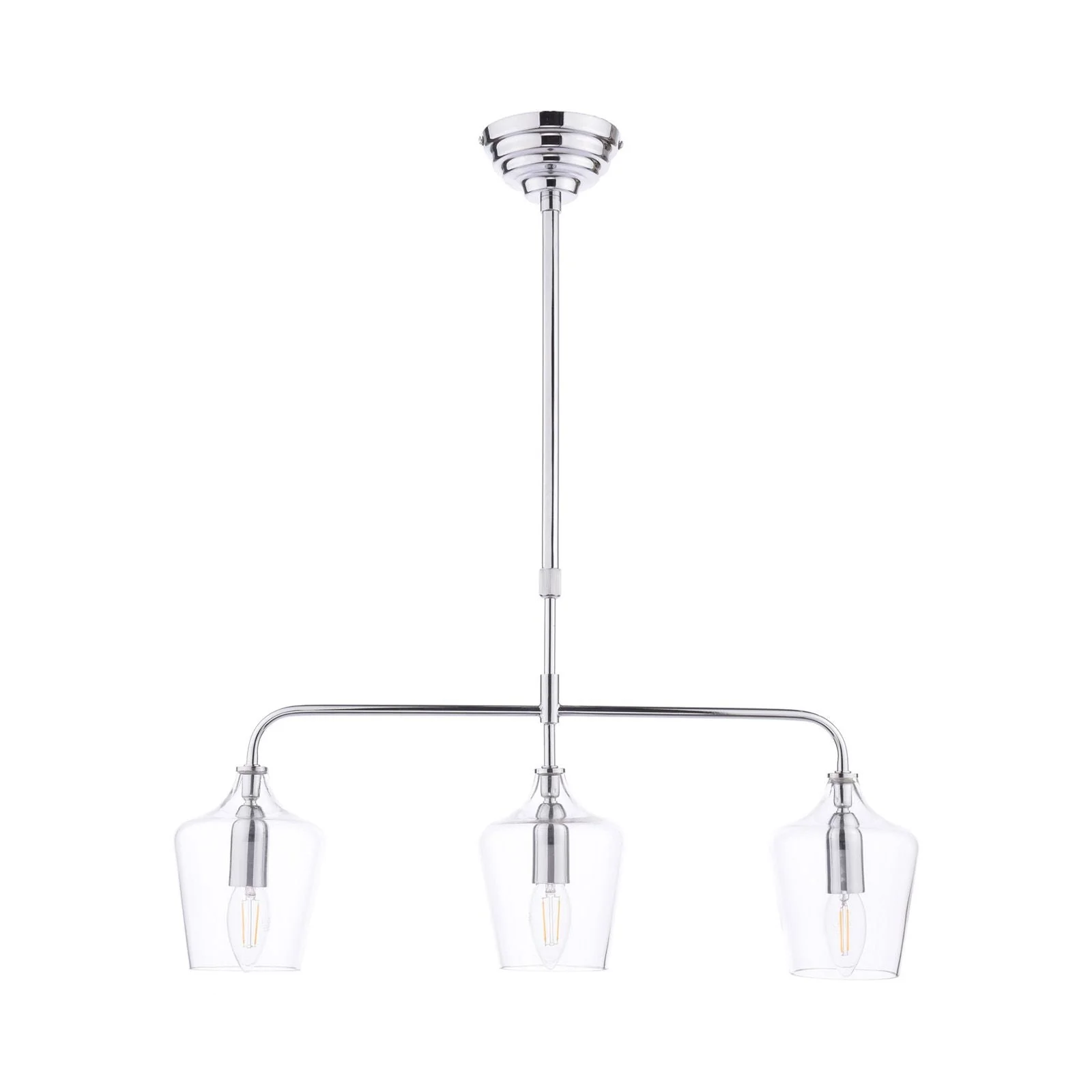 Ockley 3 Light Bar Pendant Polished Chrome and Glass - Image 2