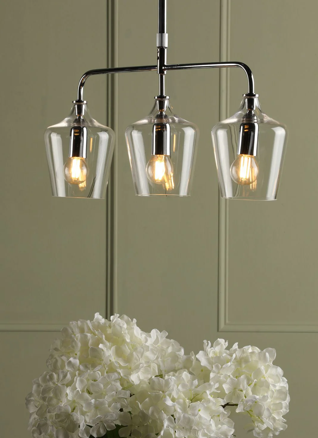 Ockley 3 Light Bar Pendant Polished Chrome and Glass - Image 3