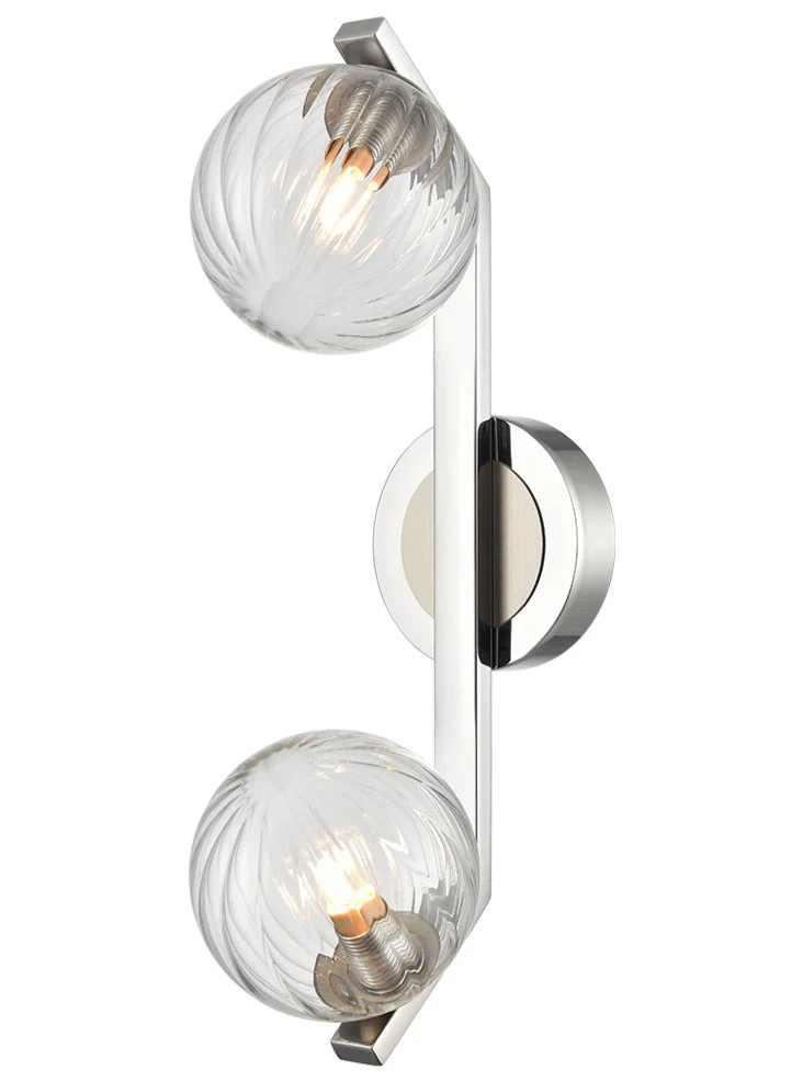 Oculus 1/2Lt Bathroom Wall Light IP44 - Nickel/Brass - Image 3