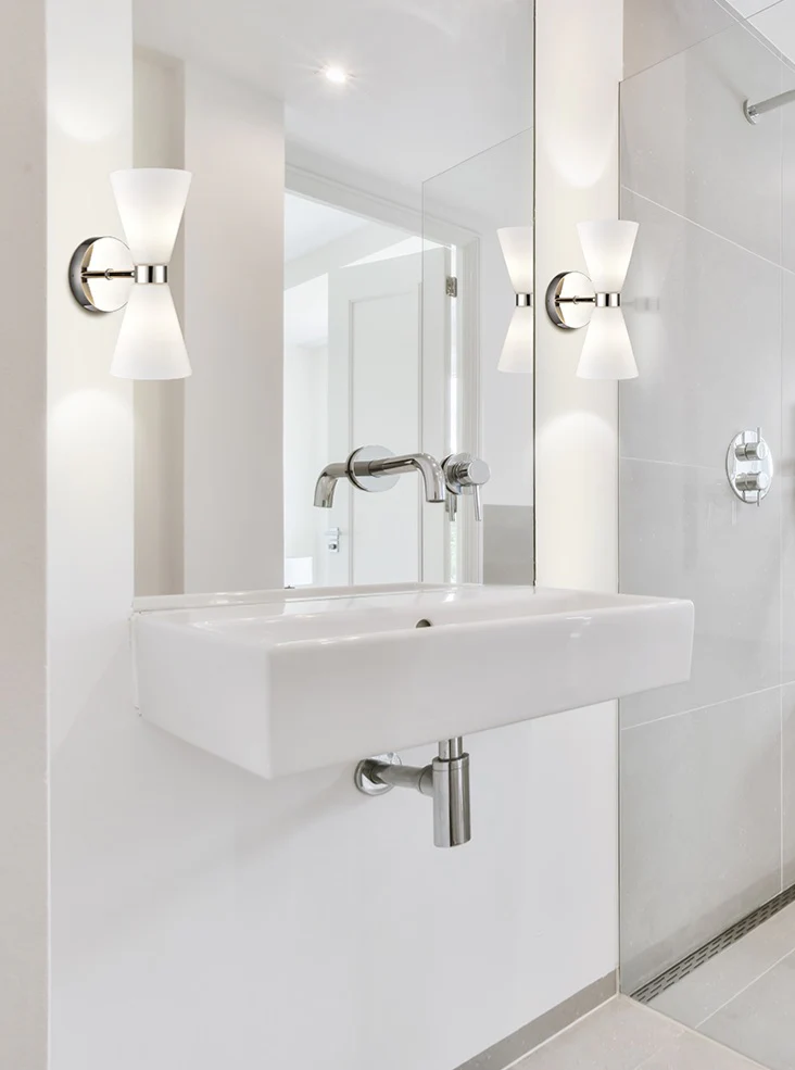 Odeon IP44 Wall Light - Satin Nickel and Matt Black - Image 2