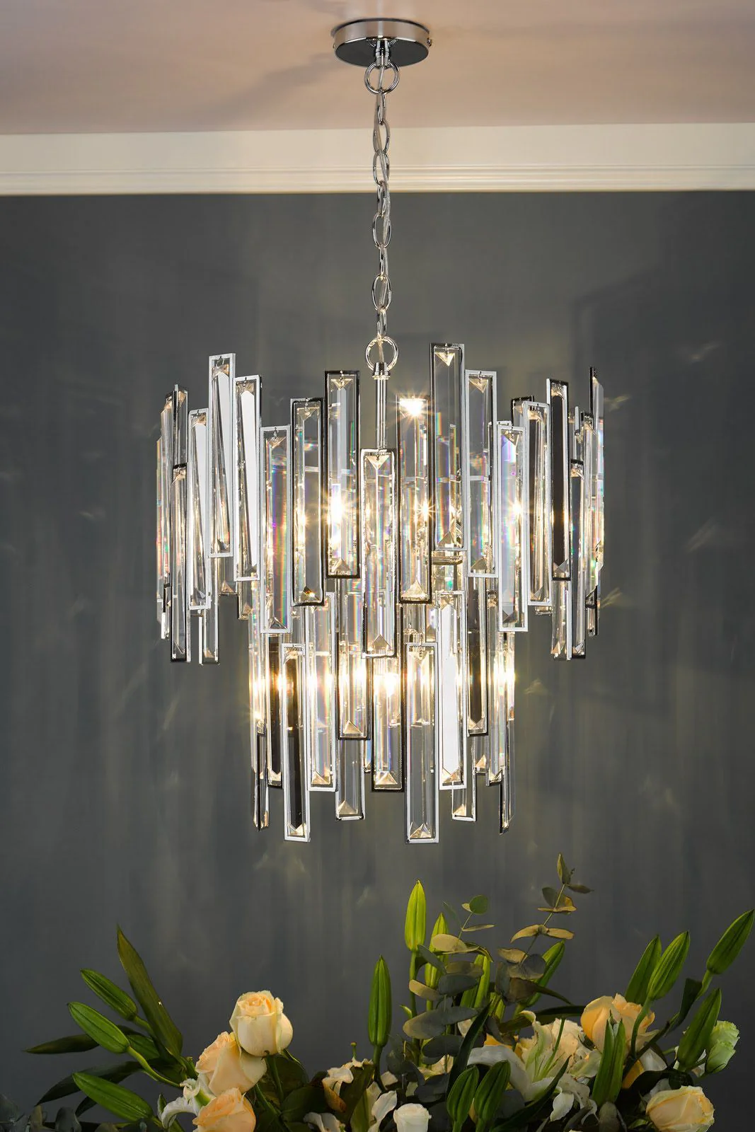 Odile 6 Light Pendant Champagne Crystal Polished Nickel Frame - Image 2