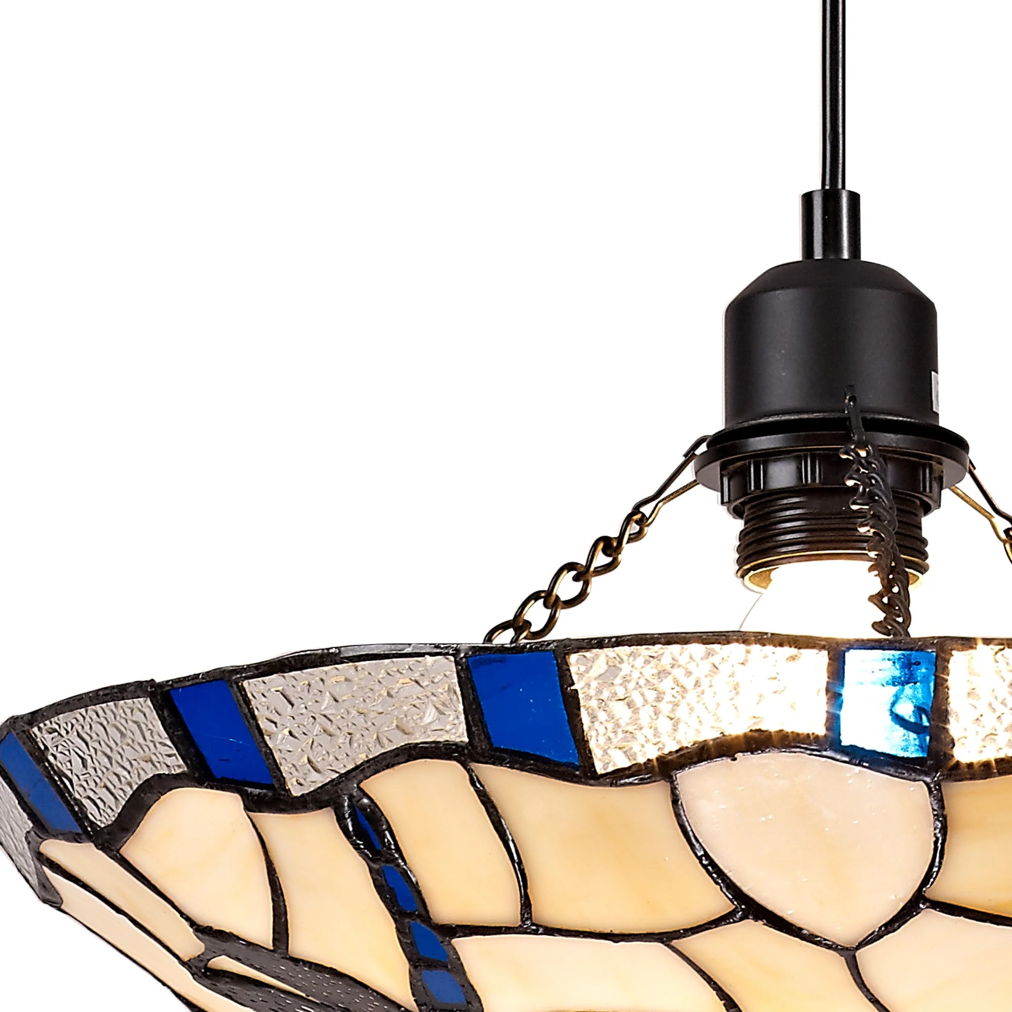 Odyssey 1 Light Pendant E27 With 35cm Tiffany Shade, Various Finishes & Clear Crystal & Black - Image 11