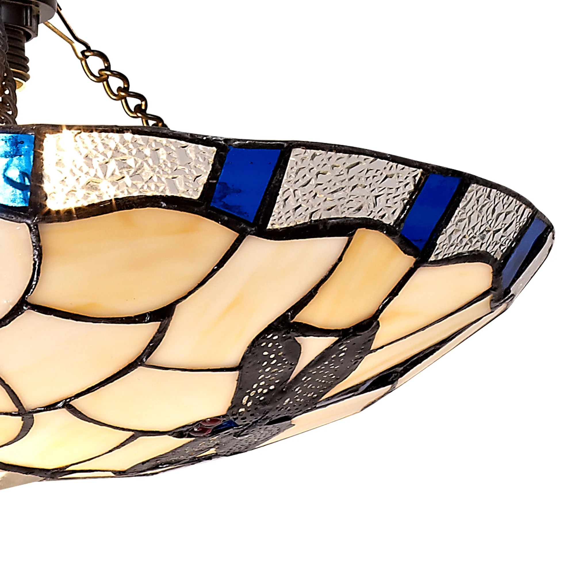 Odyssey 1 Light Pendant E27 With 35cm Tiffany Shade, Various Finishes & Clear Crystal & Black - Image 12