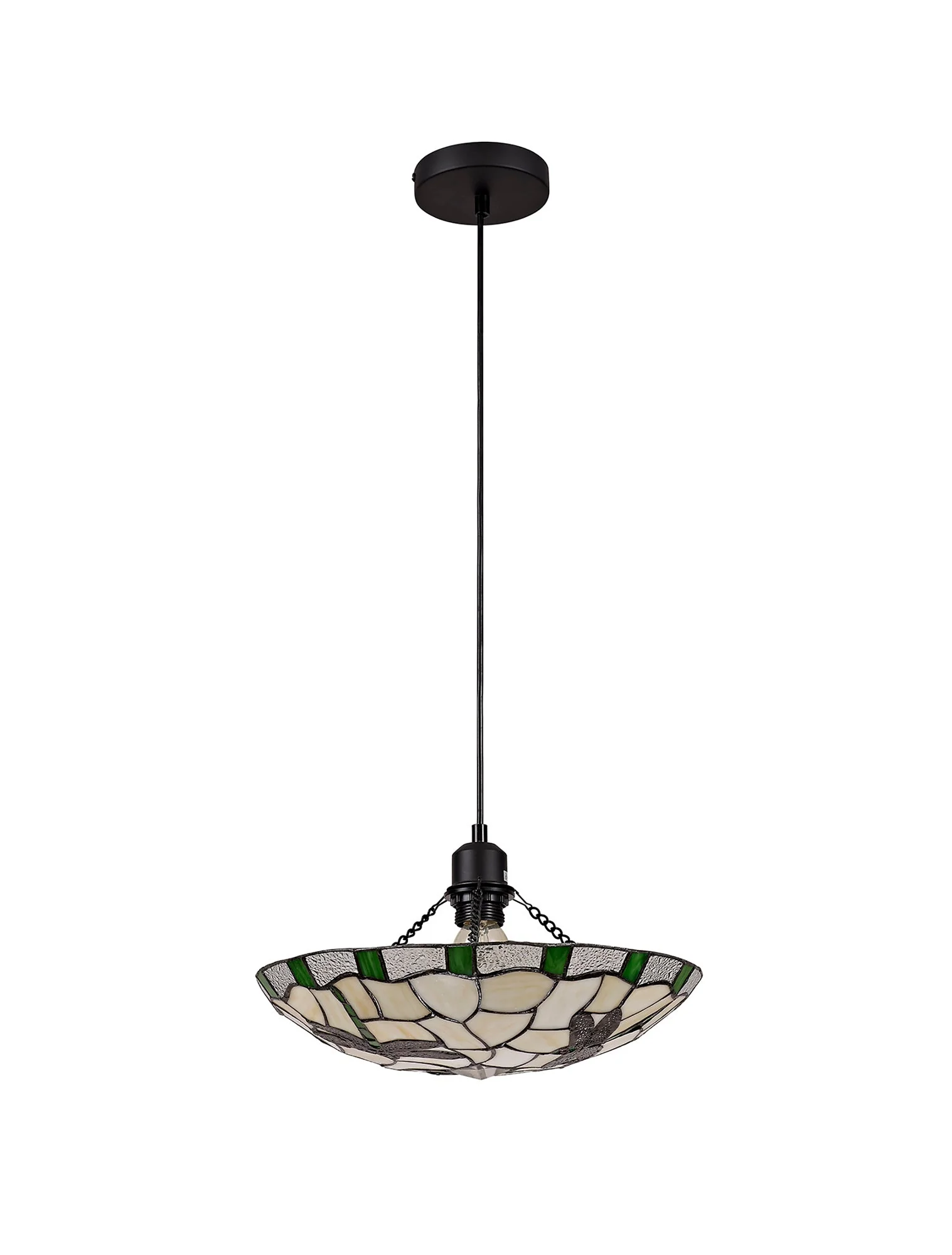 Odyssey 1 Light Pendant E27 With 35cm Tiffany Shade, Various Finishes & Clear Crystal & Black - Image 14