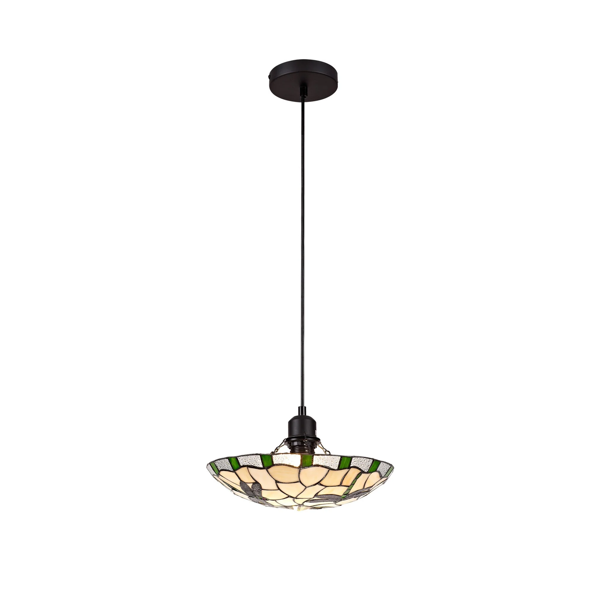 Odyssey 1 Light Pendant E27 With 35cm Tiffany Shade, Various Finishes & Clear Crystal & Black - Image 15
