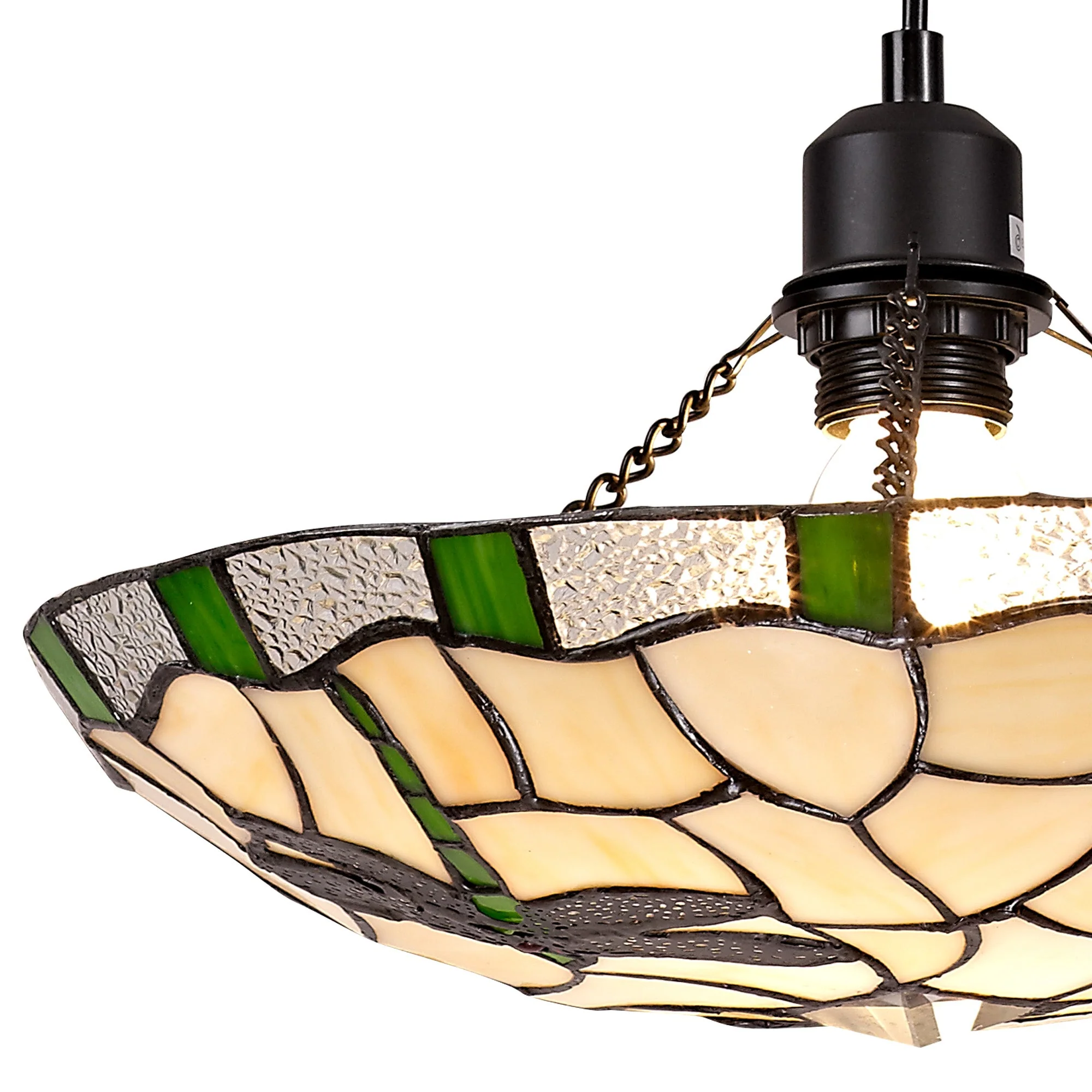 Odyssey 1 Light Pendant E27 With 35cm Tiffany Shade, Various Finishes & Clear Crystal & Black - Image 17