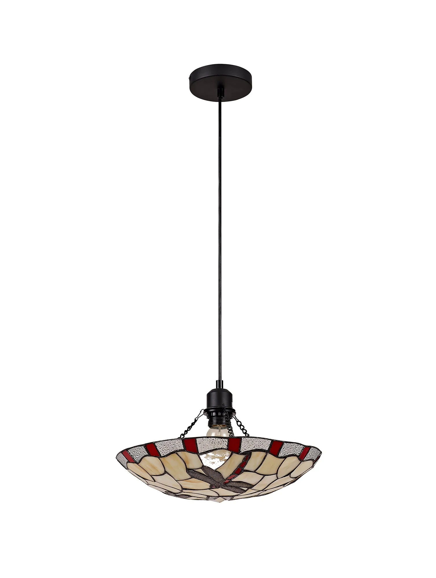 Odyssey 1 Light Pendant E27 With 35cm Tiffany Shade, Various Finishes & Clear Crystal & Black - Image 21
