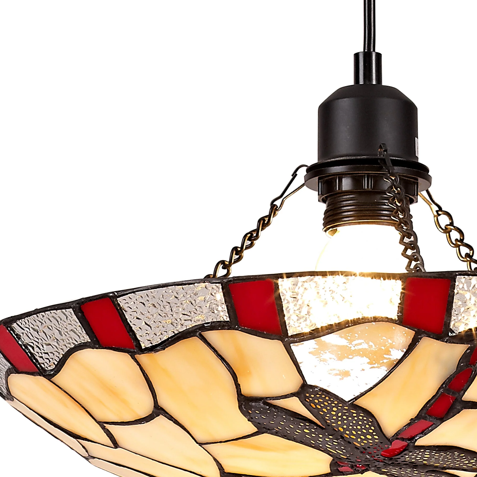 Odyssey 1 Light Pendant E27 With 35cm Tiffany Shade, Various Finishes & Clear Crystal & Black - Image 24