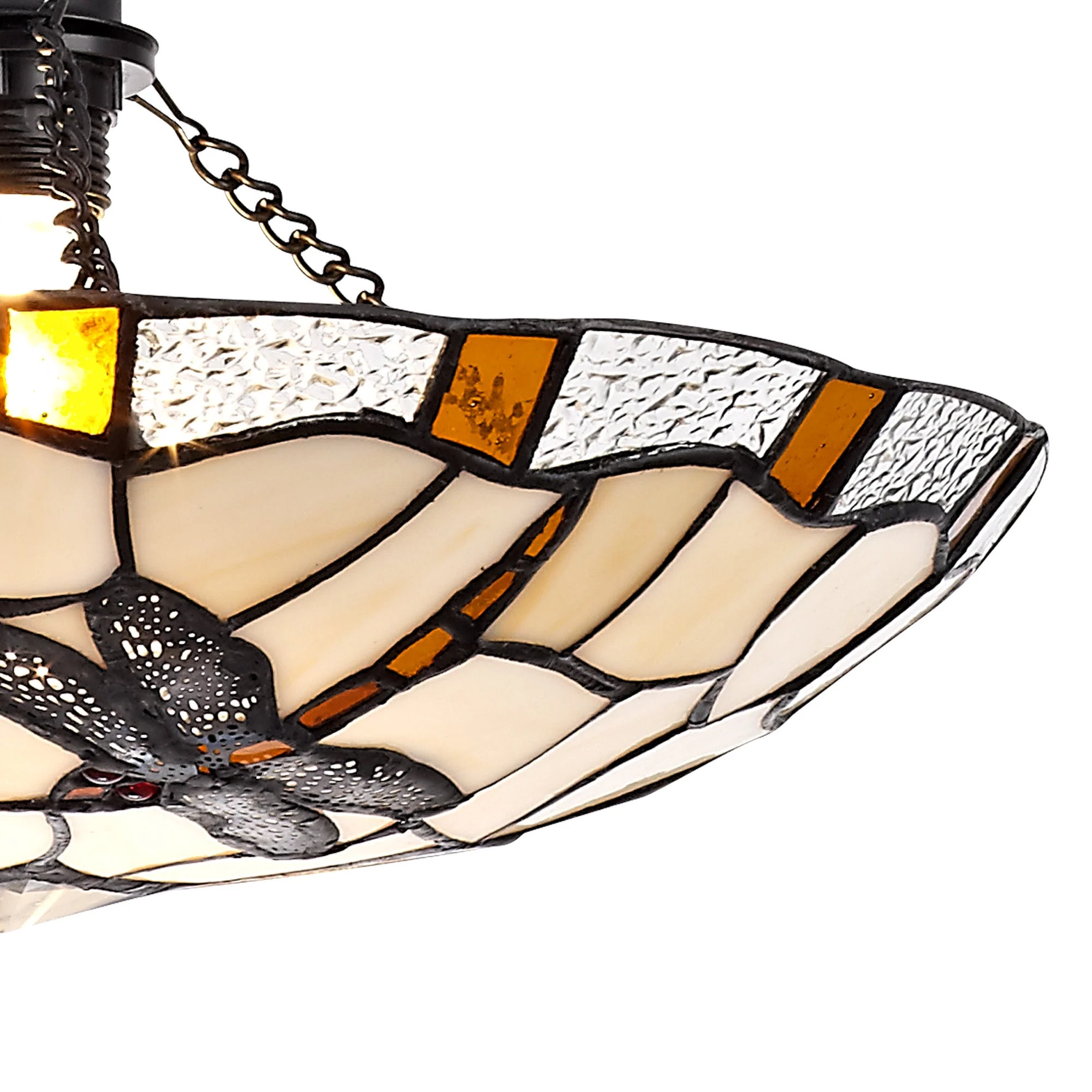 Odyssey 1 Light Pendant E27 With 35cm Tiffany Shade, Various Finishes & Clear Crystal & Black - Image 3