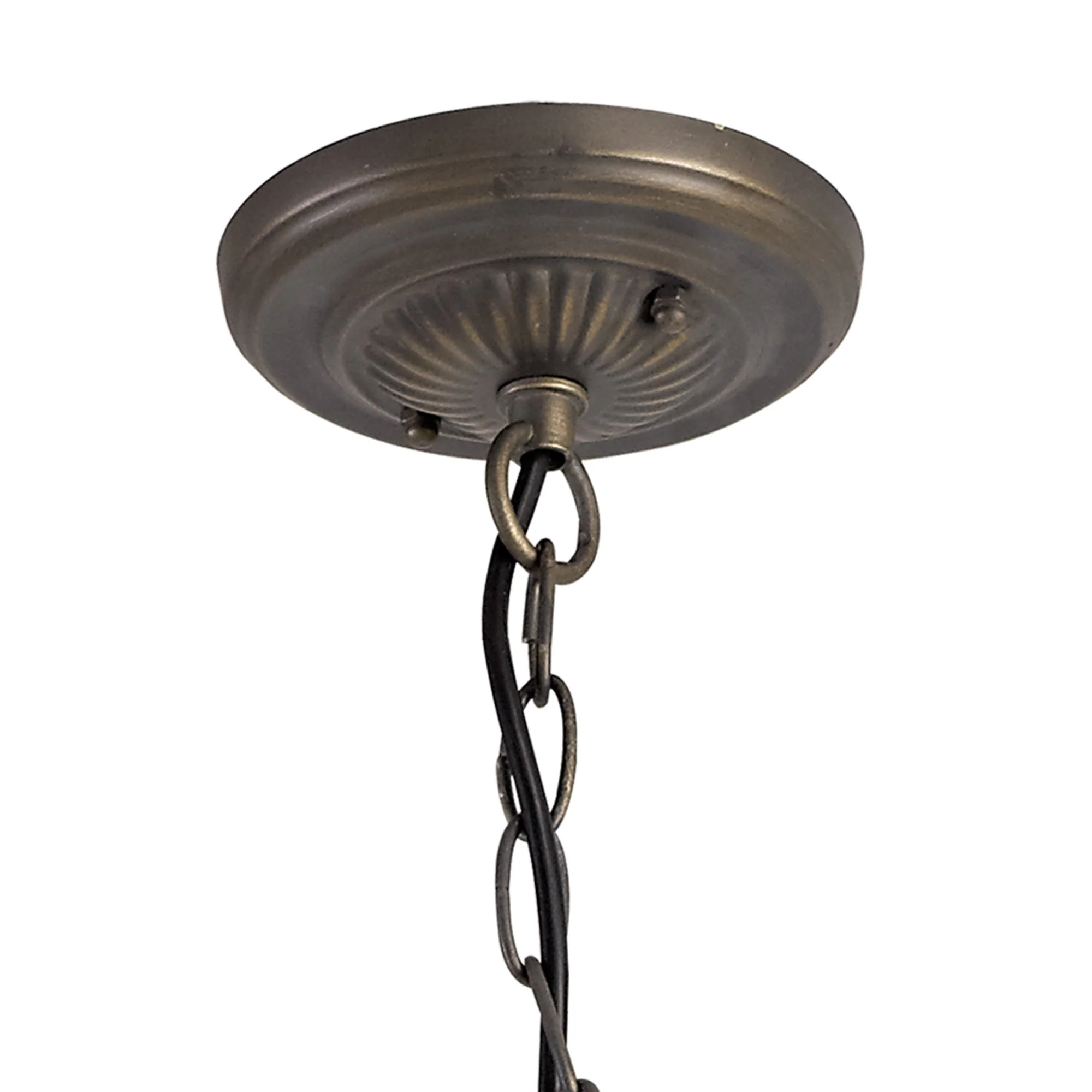 Oksana 2/3 Light Centre Ceiling Downlight E27 With Medium/Large Tiffany Shade, Blue & Clear Crystal & Aged Antique Brass - Image 21