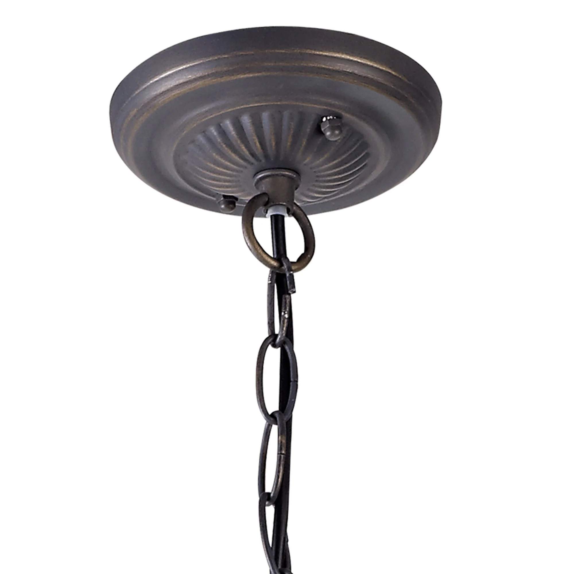 Oksana 2/3 Light Centre Ceiling Downlight E27 With Medium/Large Tiffany Shade, Blue & Clear Crystal & Aged Antique Brass - Image 5