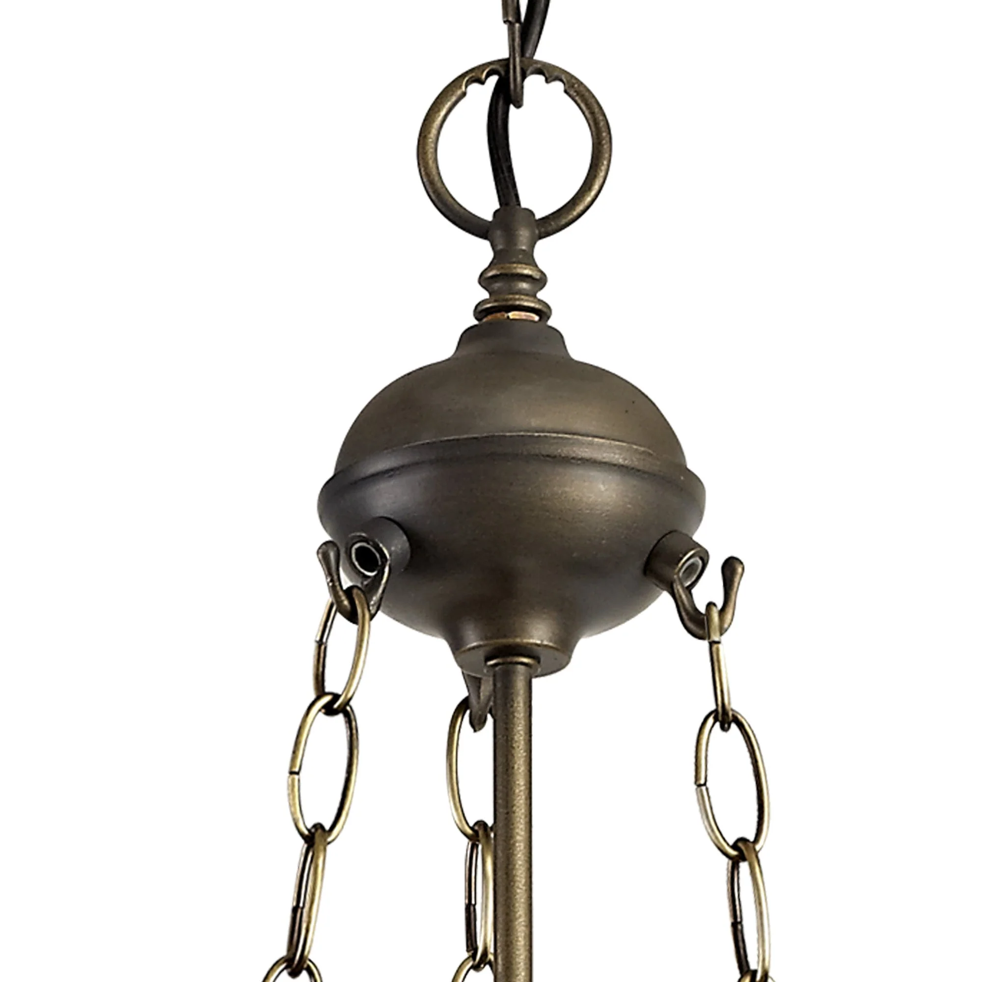 Oksana 2/3 Light Medium/Large Uplighter Centre Ceiling Light E27 With 30cm Tiffany Shade, Blue & Clear Crystal & Aged Antique Brass - Image 15