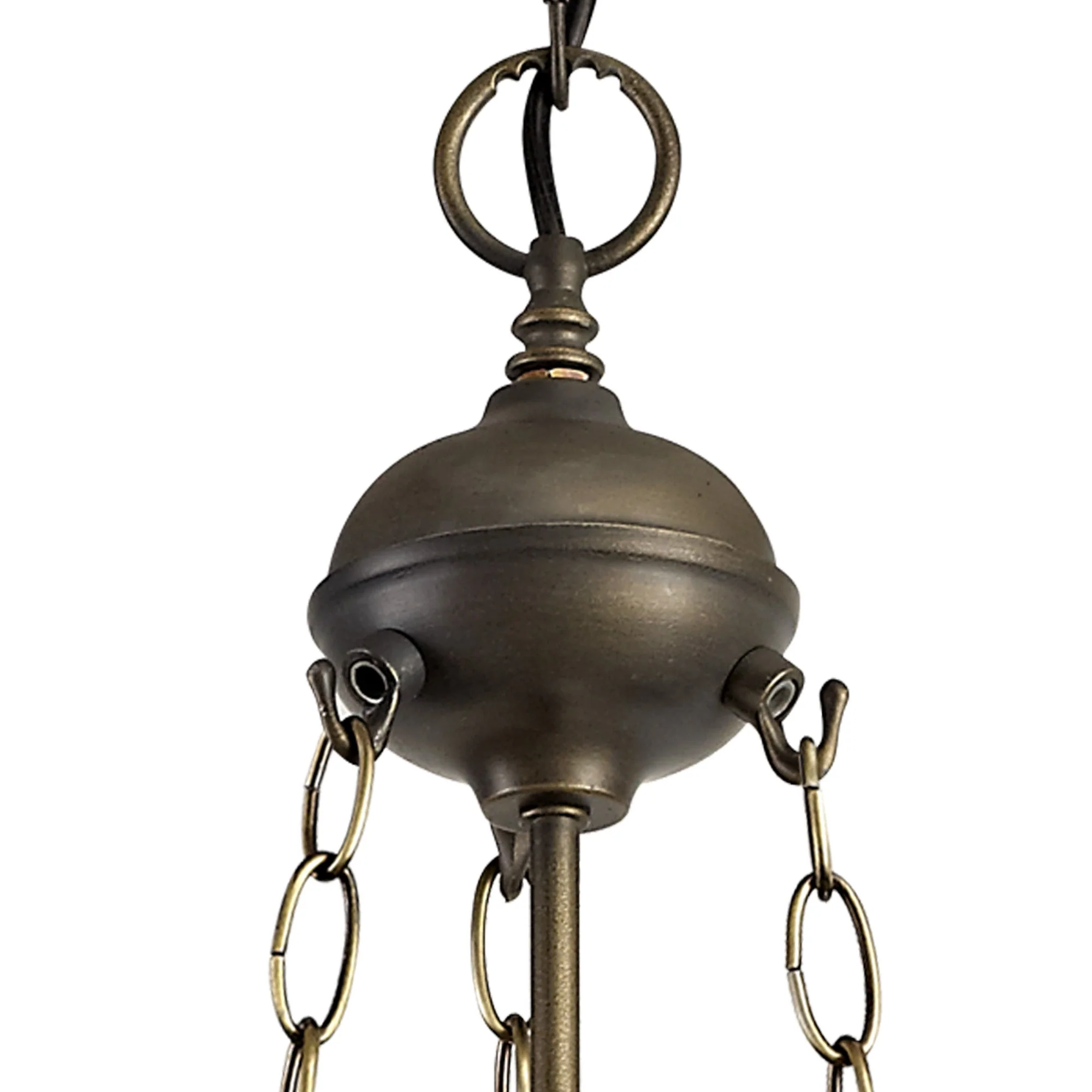 Oksana 2/3 Light Medium/Large Uplighter Centre Ceiling Light E27 With 30cm Tiffany Shade, Blue & Clear Crystal & Aged Antique Brass - Image 20