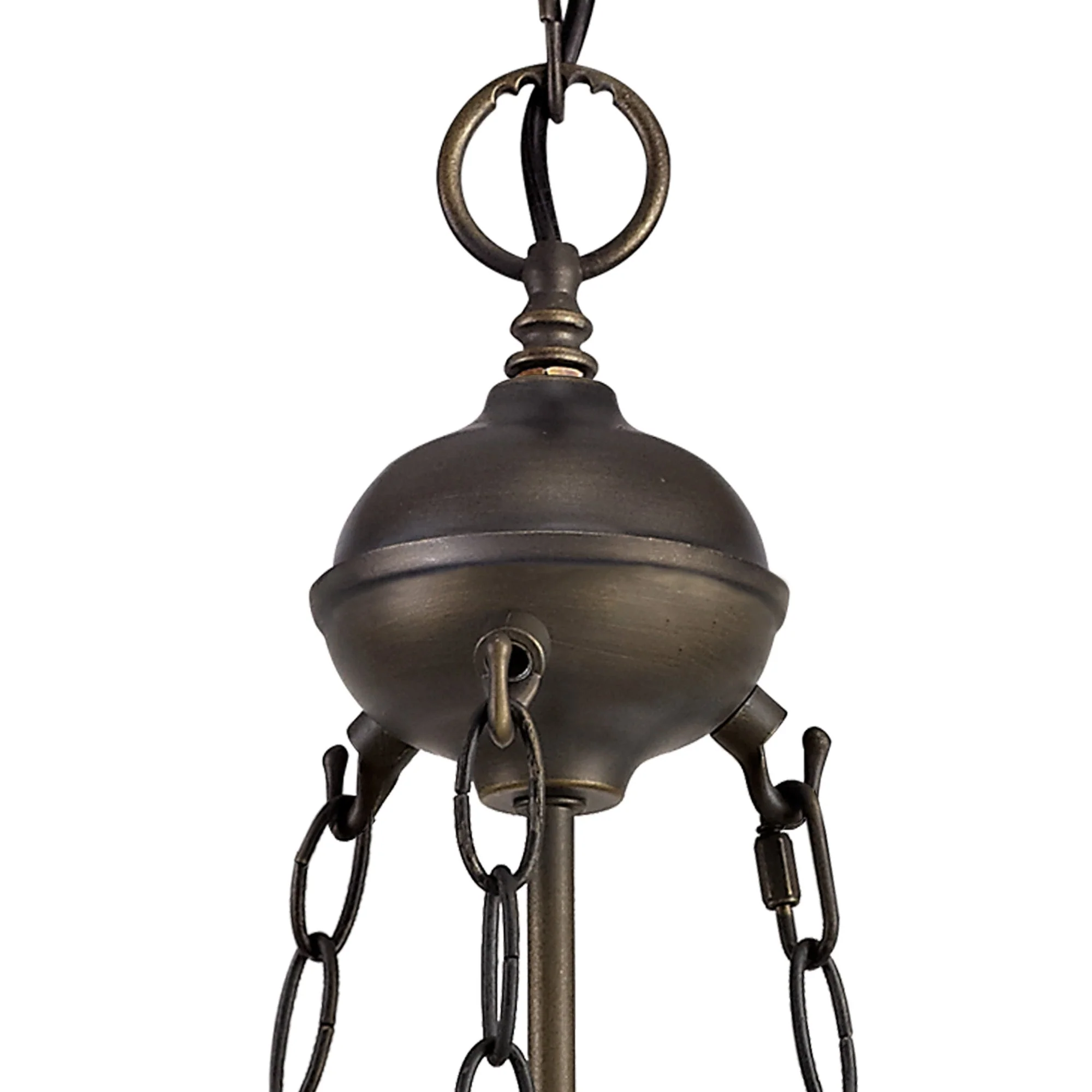 Oksana 2/3 Light Medium/Large Uplighter Centre Ceiling Light E27 With 30cm Tiffany Shade, Blue & Clear Crystal & Aged Antique Brass - Image 4