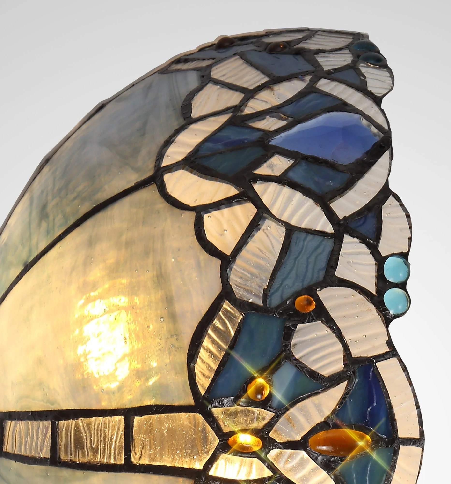Oksana Tiffany 30cm Indoor Double Wall Light, 2 x E14, Blue & Clear Crystal - Image 2