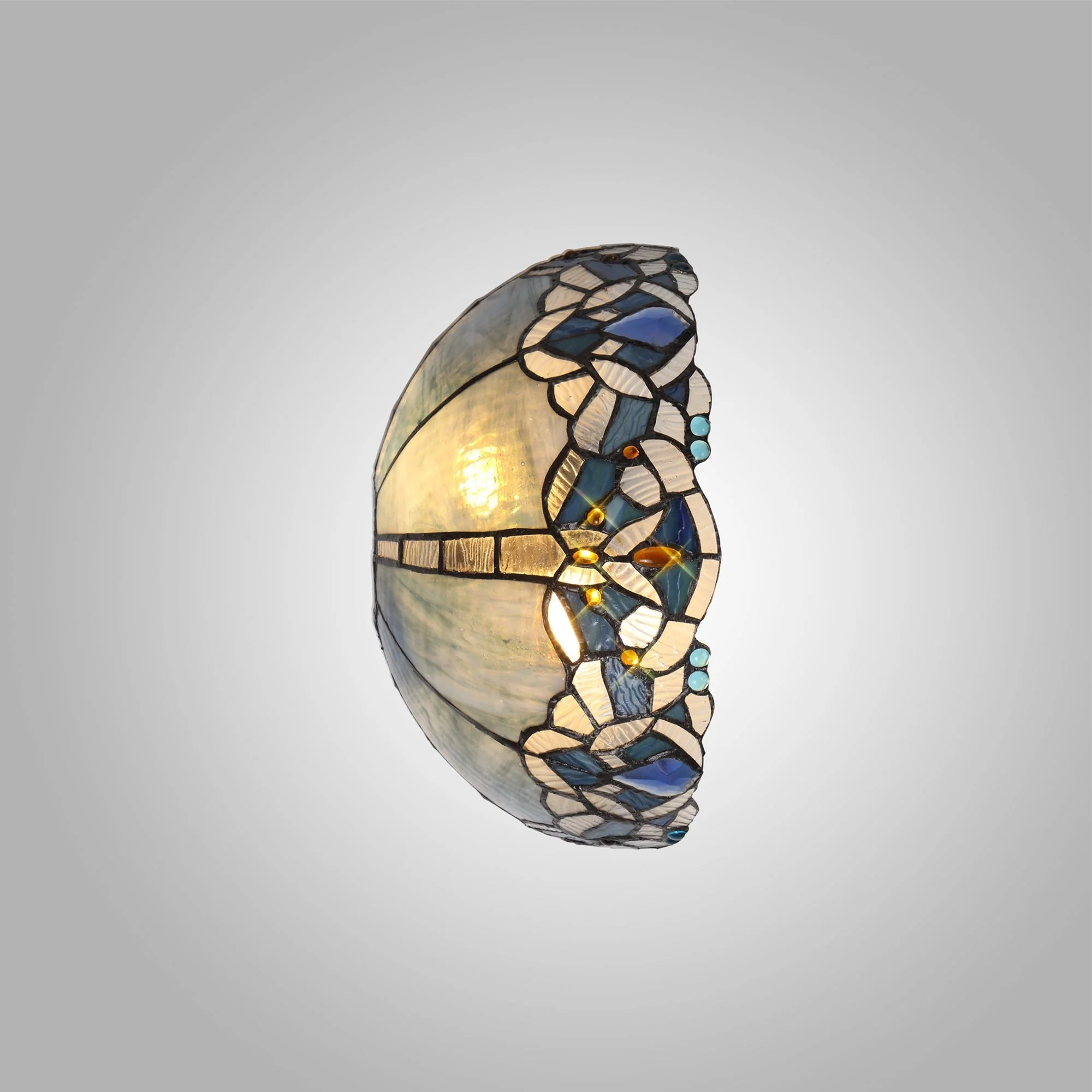 Oksana Tiffany 30cm Indoor Double Wall Light, 2 x E14, Blue & Clear Crystal - Image 3