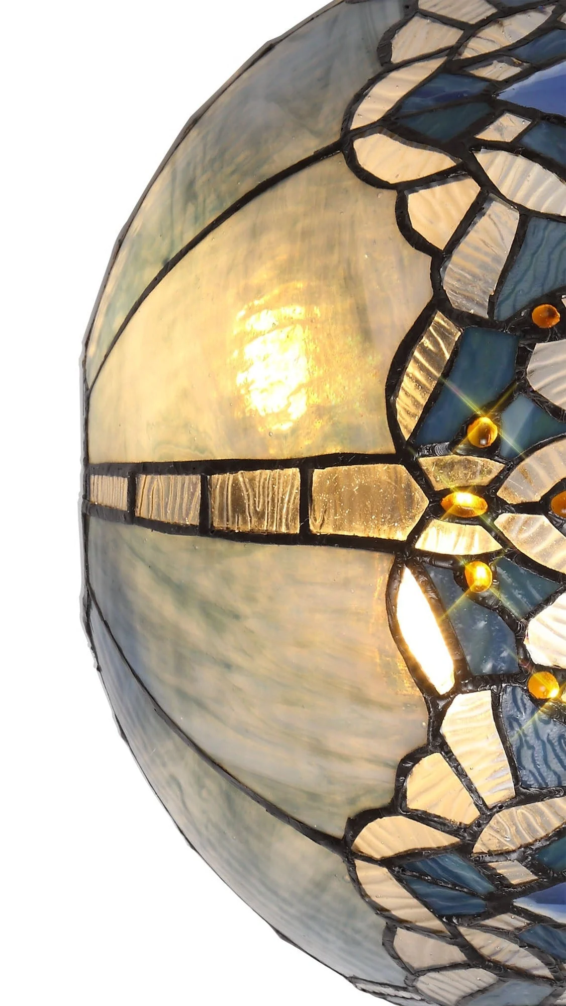 Oksana Tiffany 30cm Indoor Double Wall Light, 2 x E14, Blue & Clear Crystal - Image 4