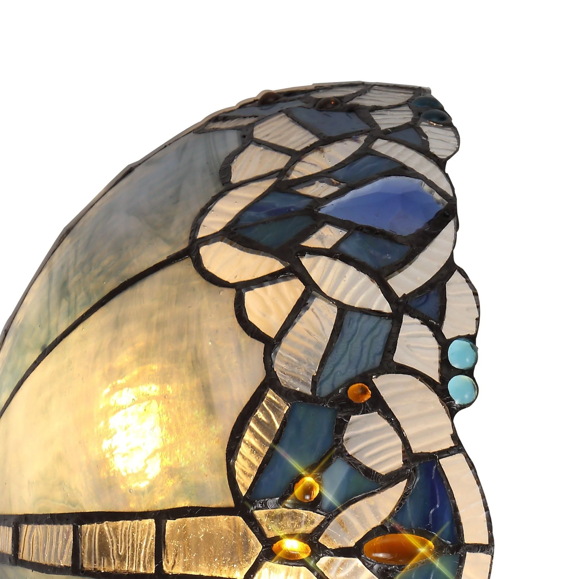Oksana Tiffany 30cm Indoor Double Wall Light, 2 x E14, Blue & Clear Crystal - Image 5