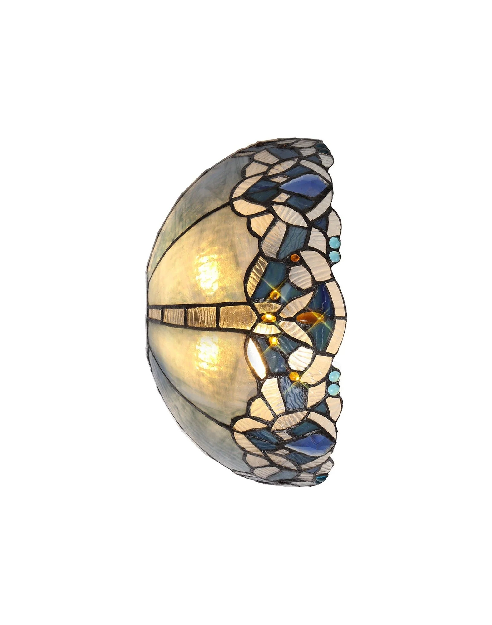 Oksana Tiffany 30cm Indoor Double Wall Light, 2 x E14, Blue & Clear Crystal - Image 6