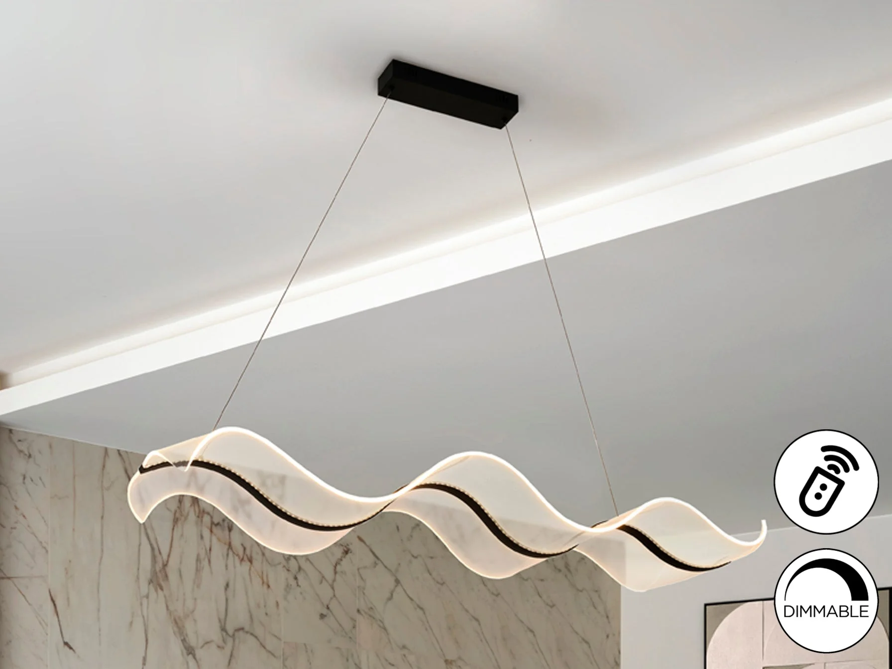 Olas LED Linear Pendant - Black - Image 3