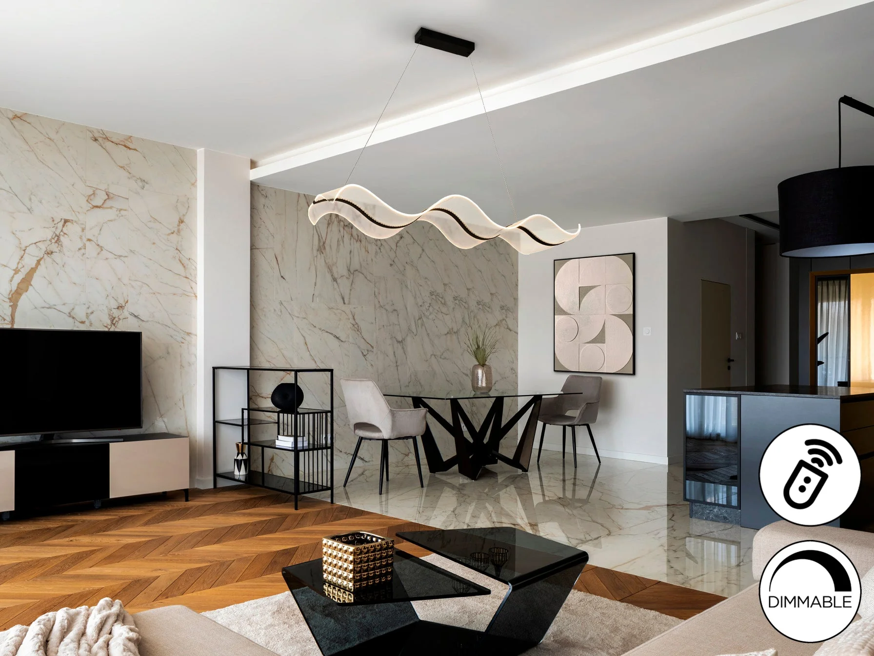 Olas LED Linear Pendant - Black - Image 4