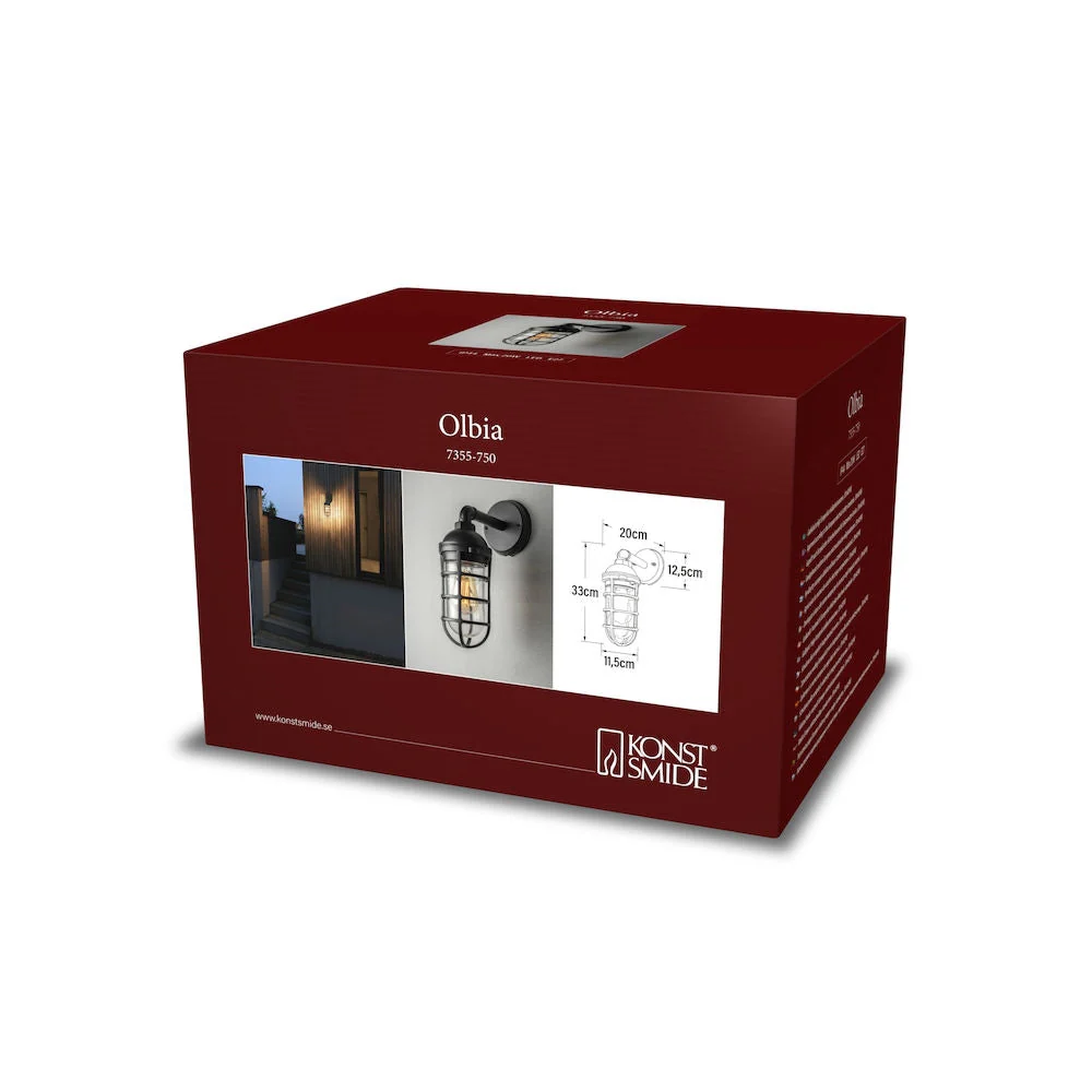 Olbia Wall Light Black/White IP44 - Image 7