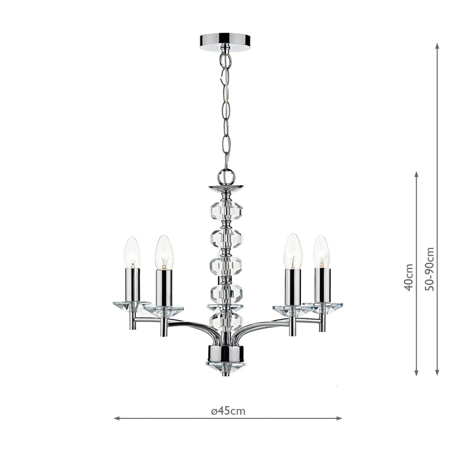 Oleana 5 Light Fitting Polished Chrome Crystal - Image 4