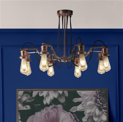 Olivia 8Lt Black Cable Vintage Light - Image 4