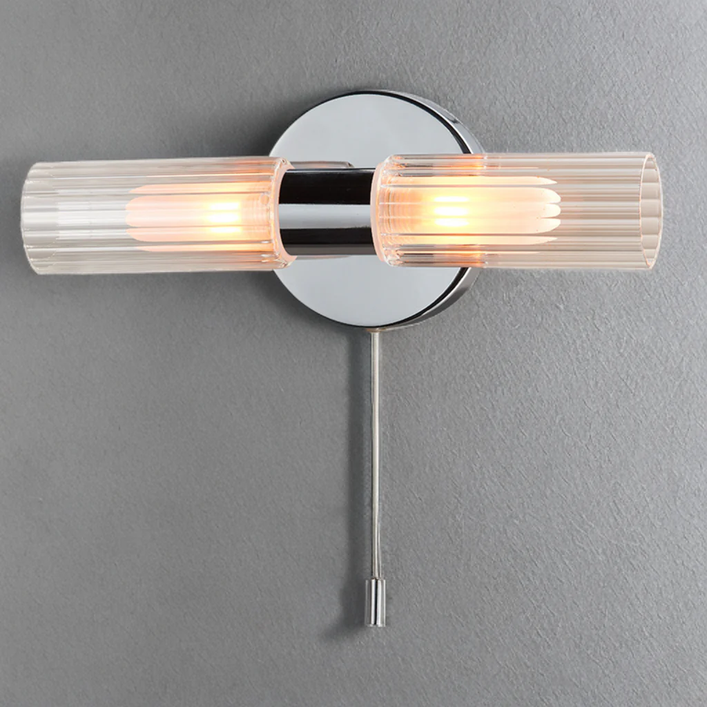 Olivia Ribbed 2Lt Wall Light- Antique Brass & Polished Chrome Finishes - Image 4