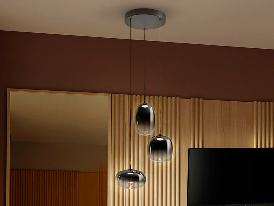 Onice 3Lt Centre Ceiling Light-  Black-Smoke Finish - Image 2