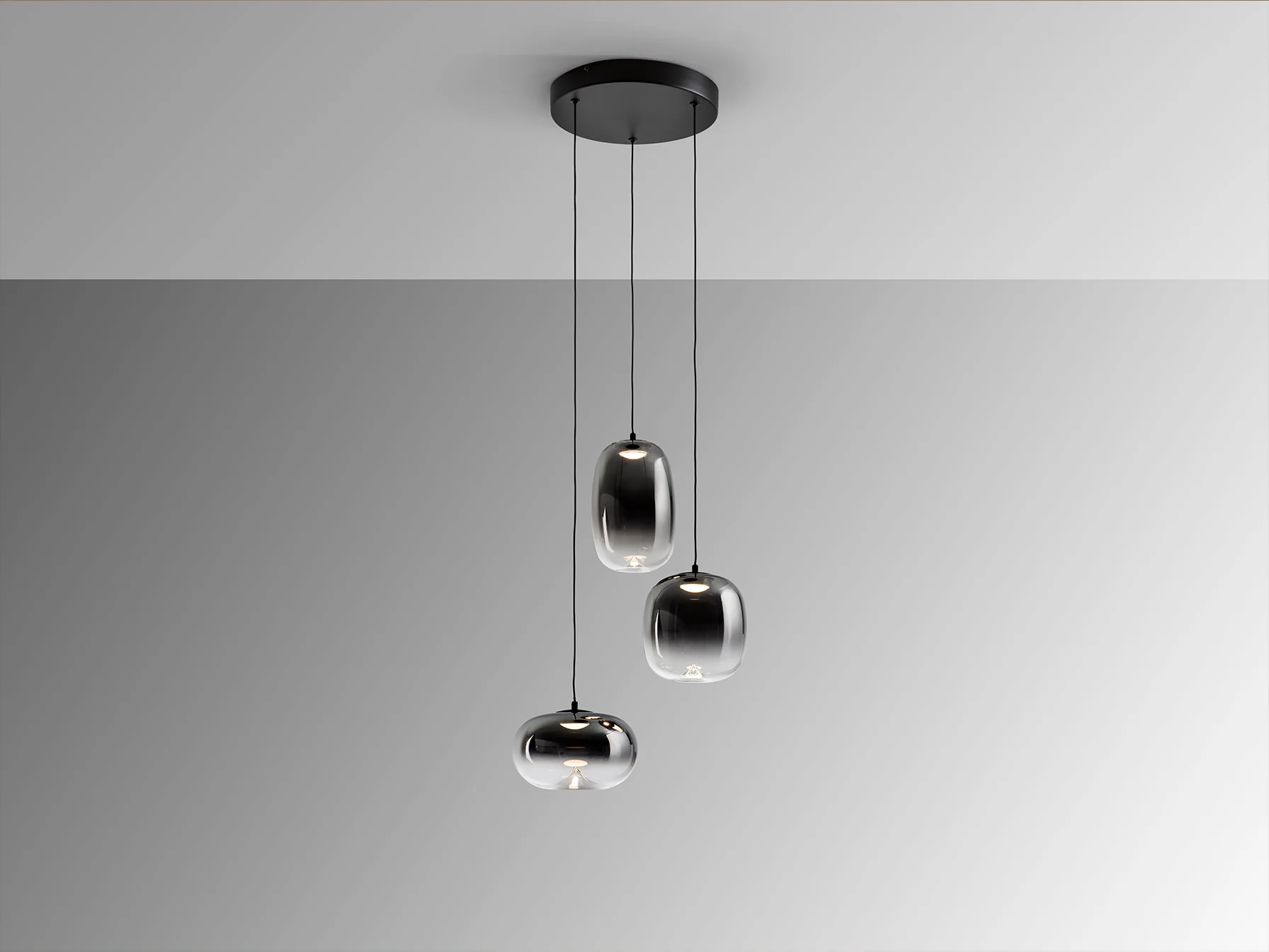 Onice 3Lt Centre Ceiling Light-  Black-Smoke Finish - Image 3