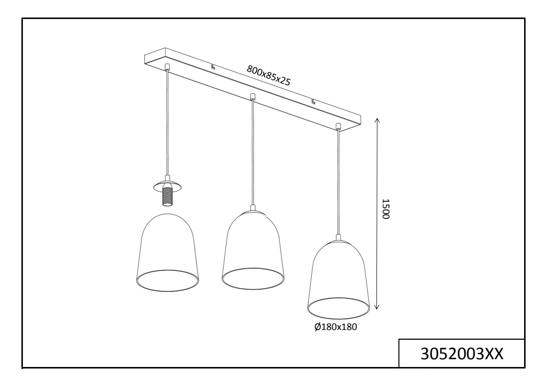 Ontario 3Lt Linear Pendant - Image 2