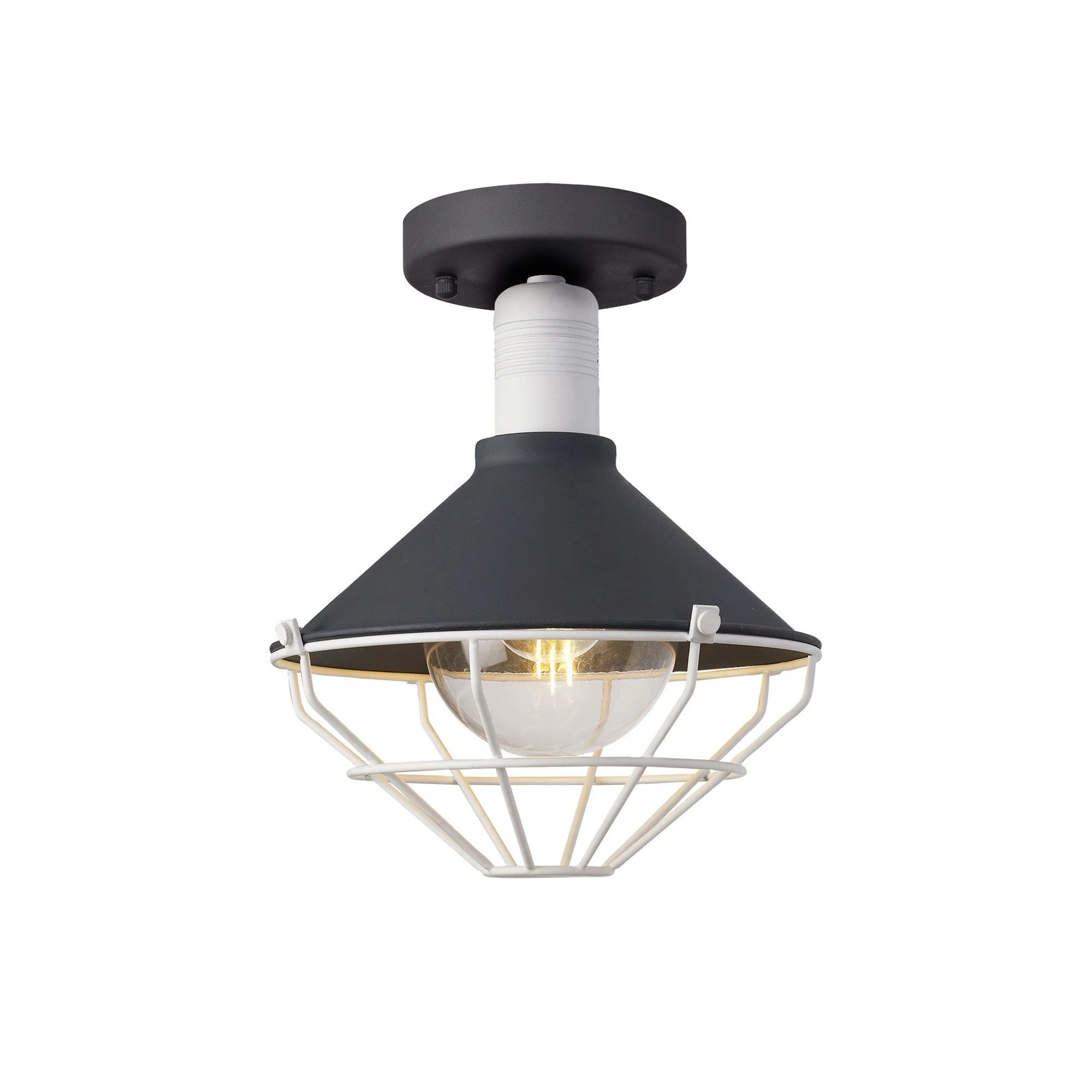 Ontario Semi-Flush Ceiling, 1 Light E27, IP65, Anthracite/Matt White, 2yrs Warranty