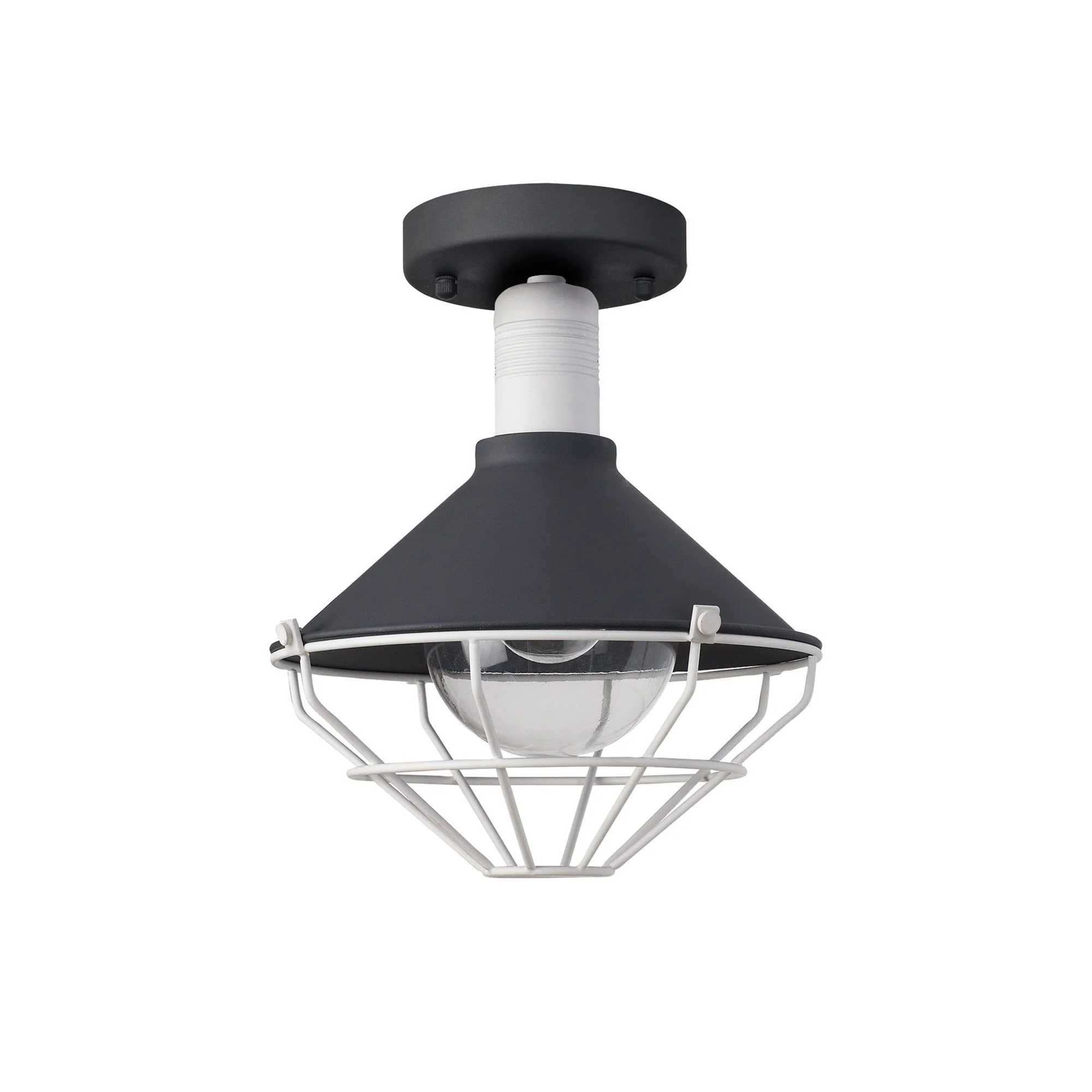 Ontario Semi-Flush Ceiling, 1 Light E27, IP65, Anthracite/Matt White, 2yrs Warranty - Image 4
