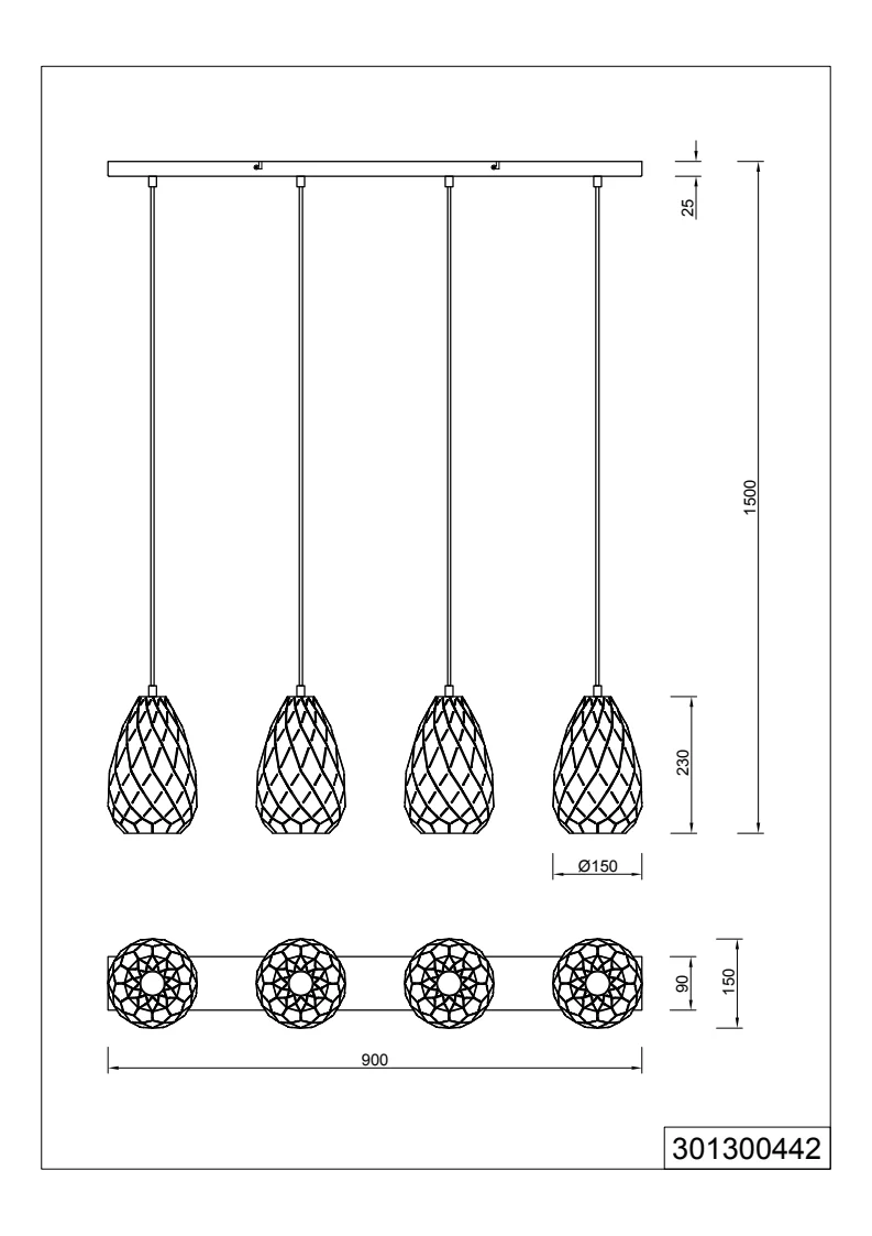 Onyx 4Lt Linear Pendant - Image 2