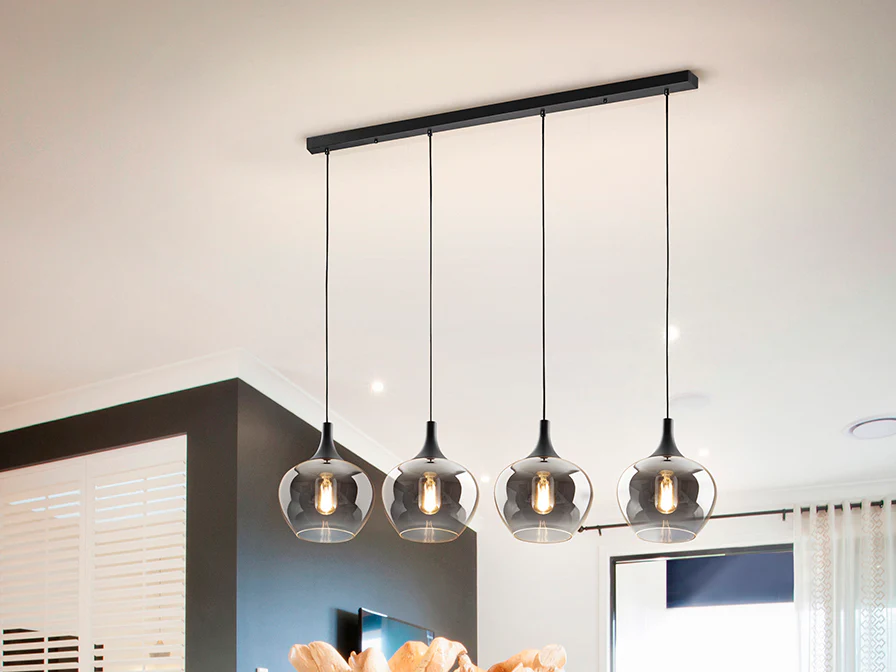 Opaz 4Lt Kitchen Island Light- Black/Smoke - Image 2