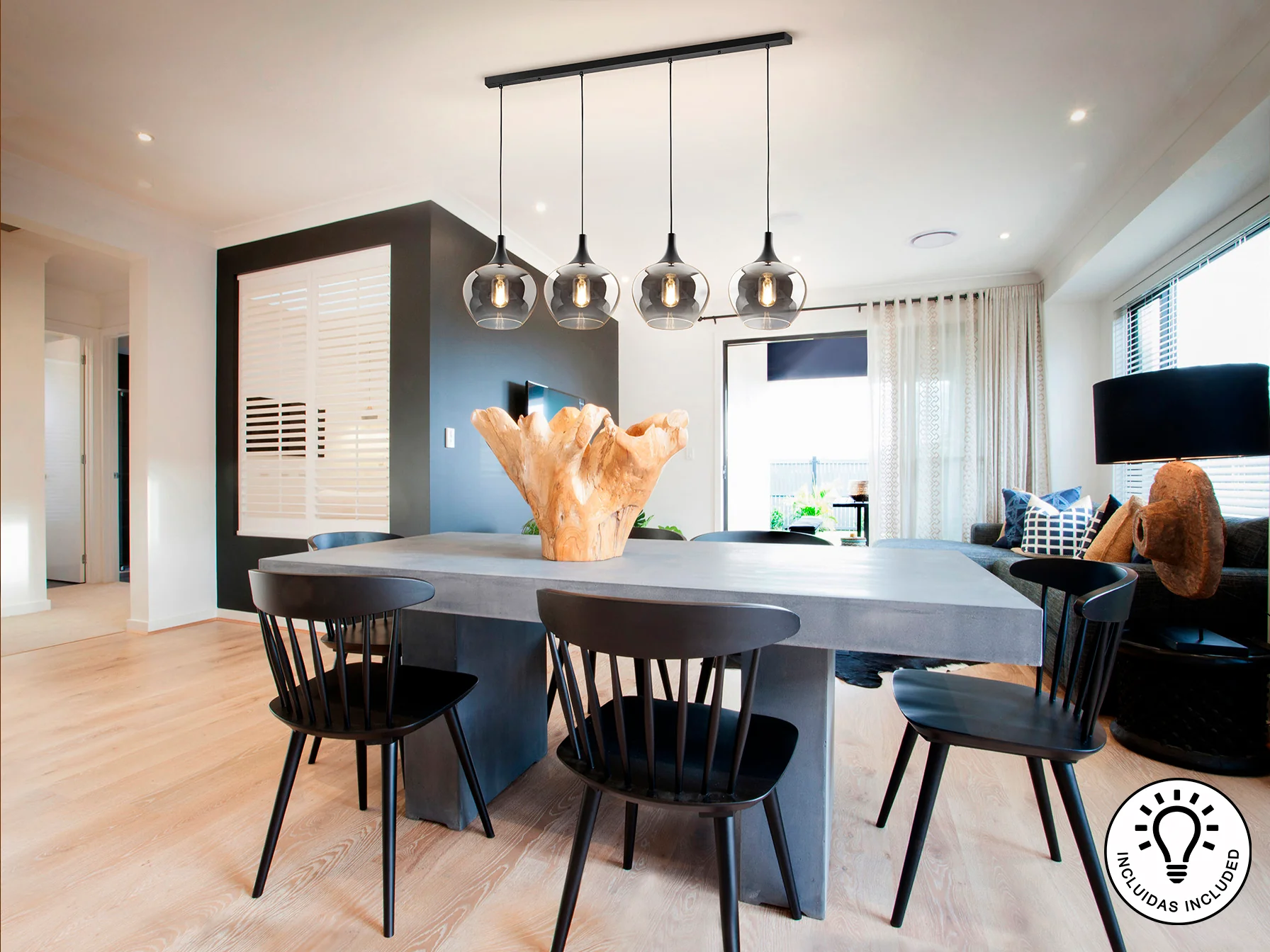 Opaz 4Lt Kitchen Island Light- Black/Smoke - Image 3