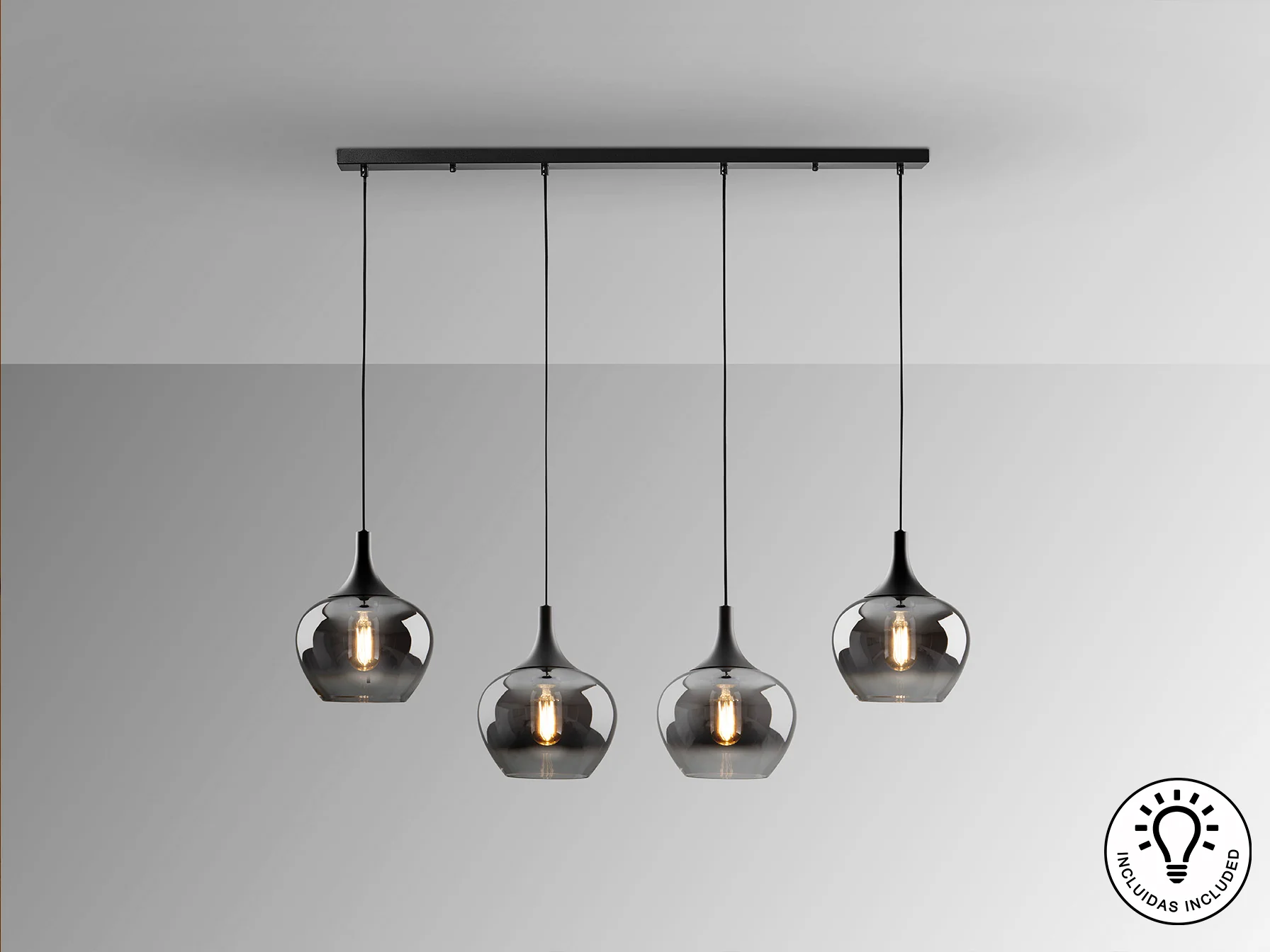 Opaz 4Lt Kitchen Island Light- Black/Smoke - Image 4