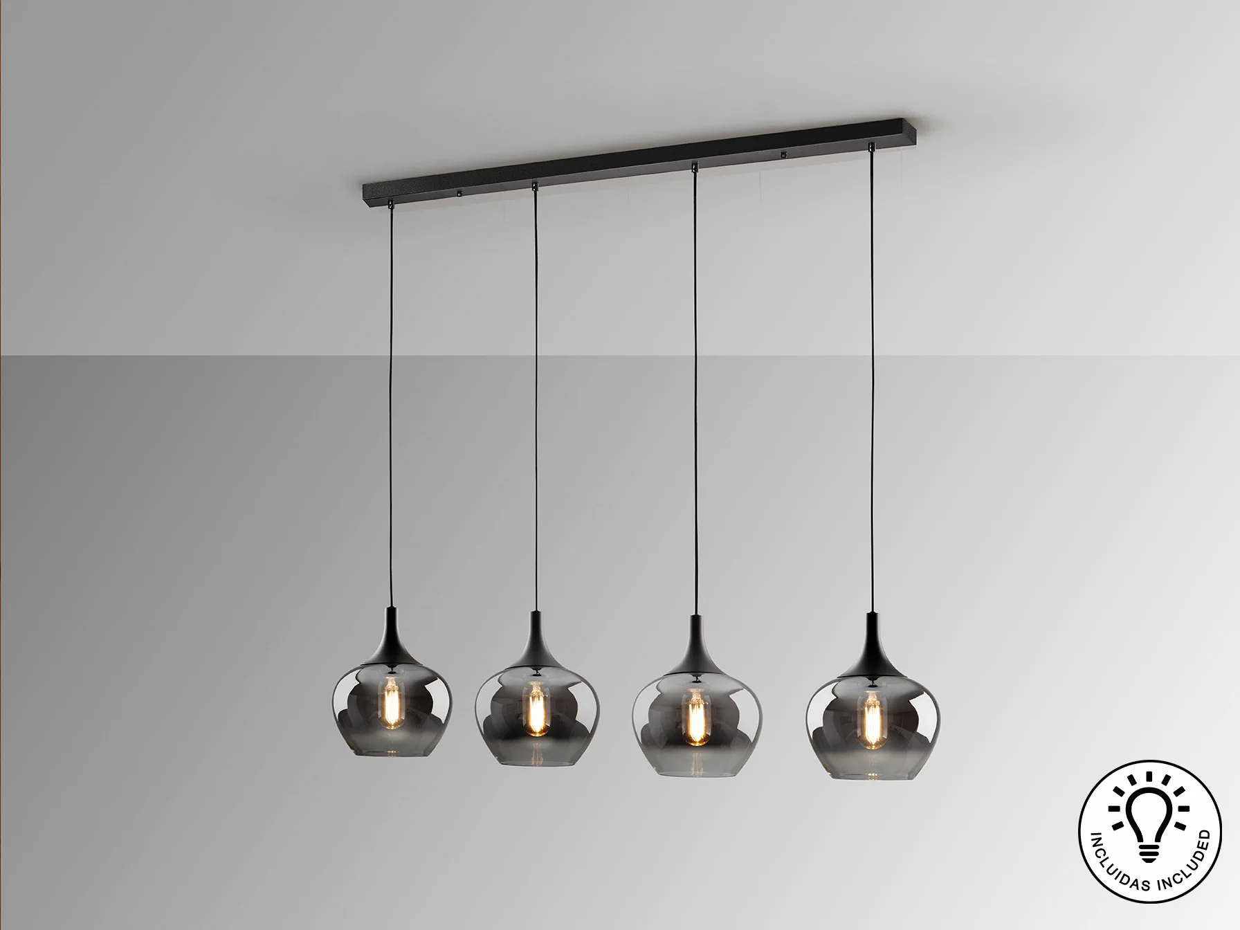 Opaz 4Lt Kitchen Island Light- Black/Smoke - Image 6