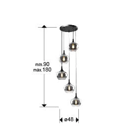 Opaz-Lamp 5L Black/Smoke E27 Ip20 Dimmable - Image 5
