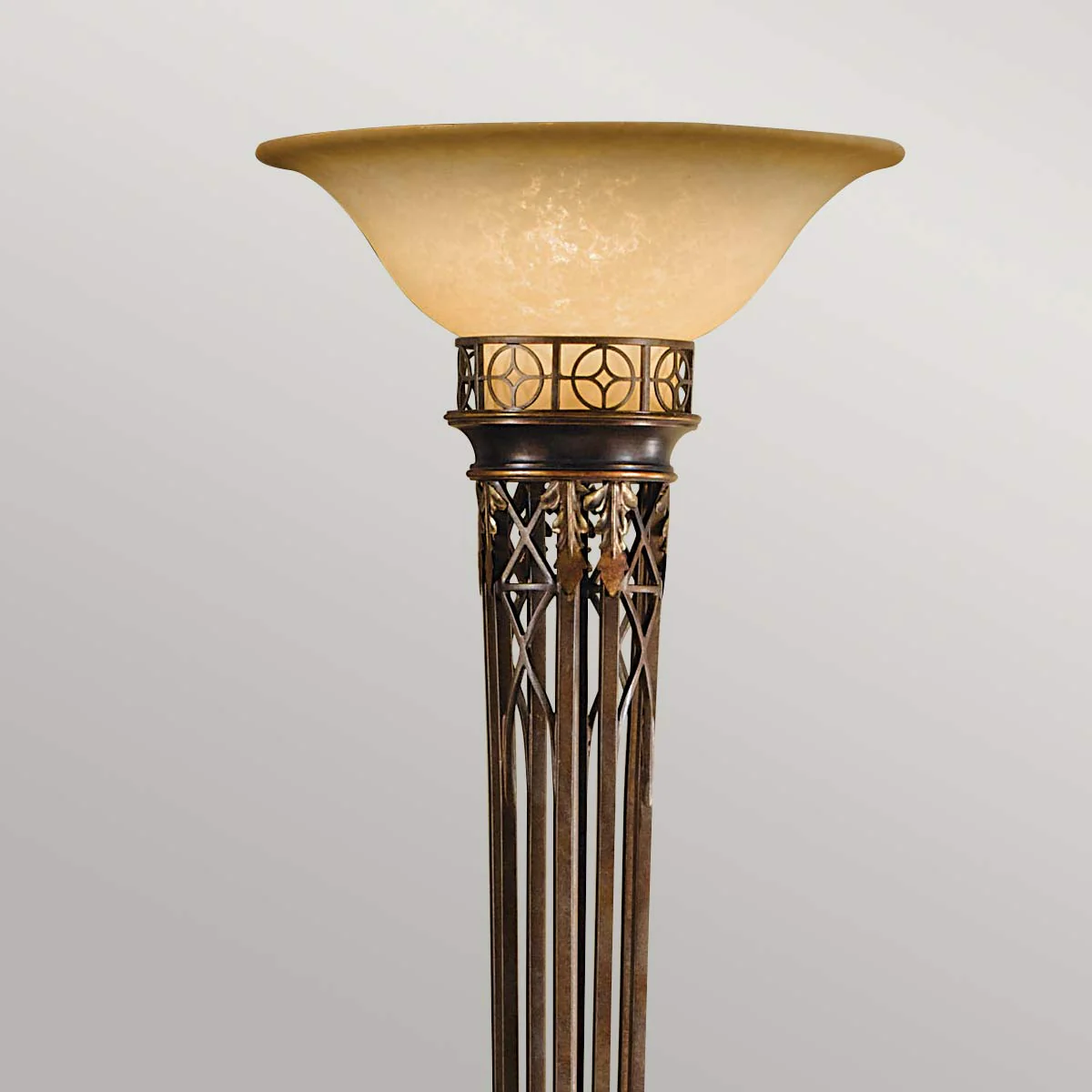 Opera 1 Light Torchiere - Firenze Gold with Amber Shade E27 - Image 2