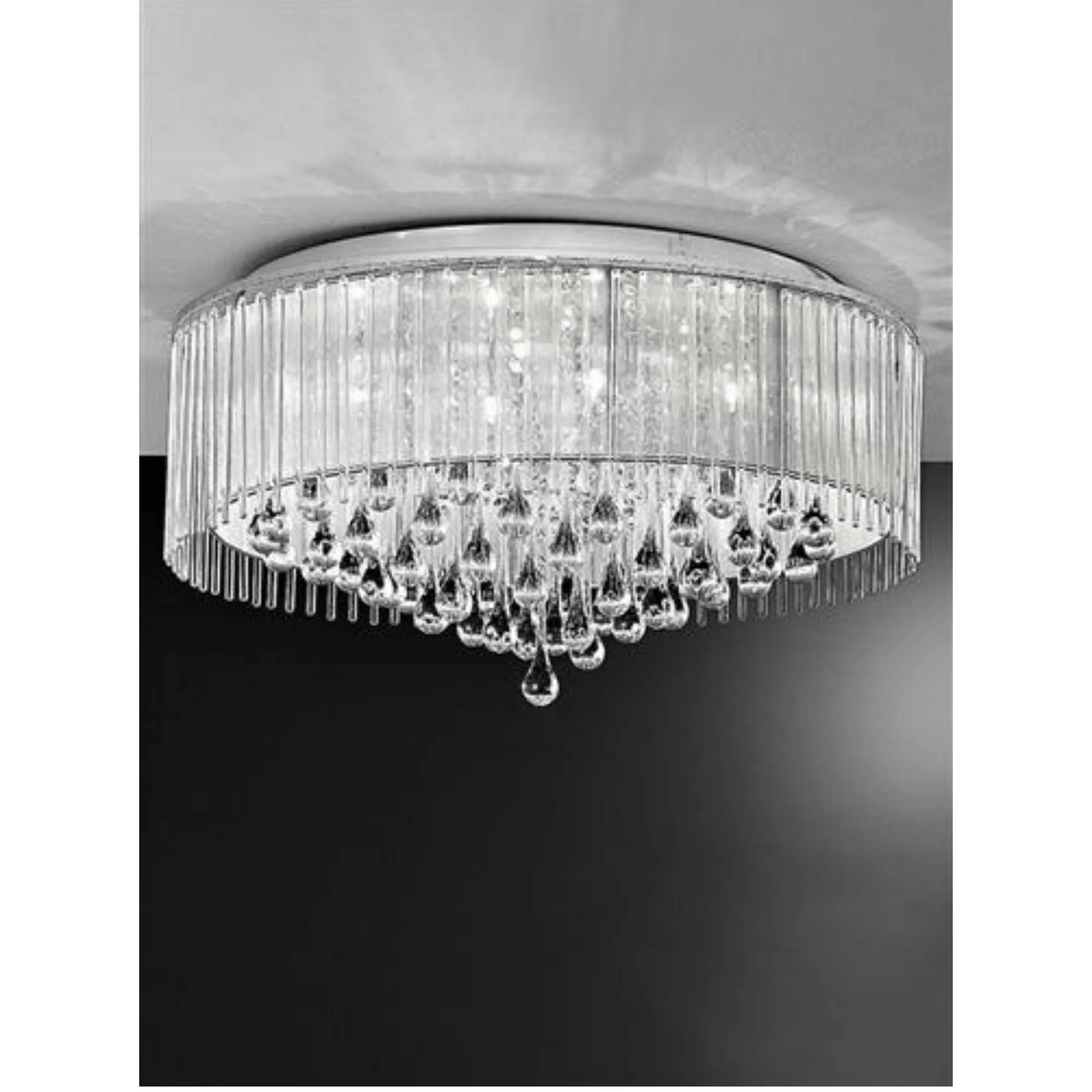 Ophelia 6/8Lt Crystal Flush Ceiling Light - Chrome Finish - Image 2