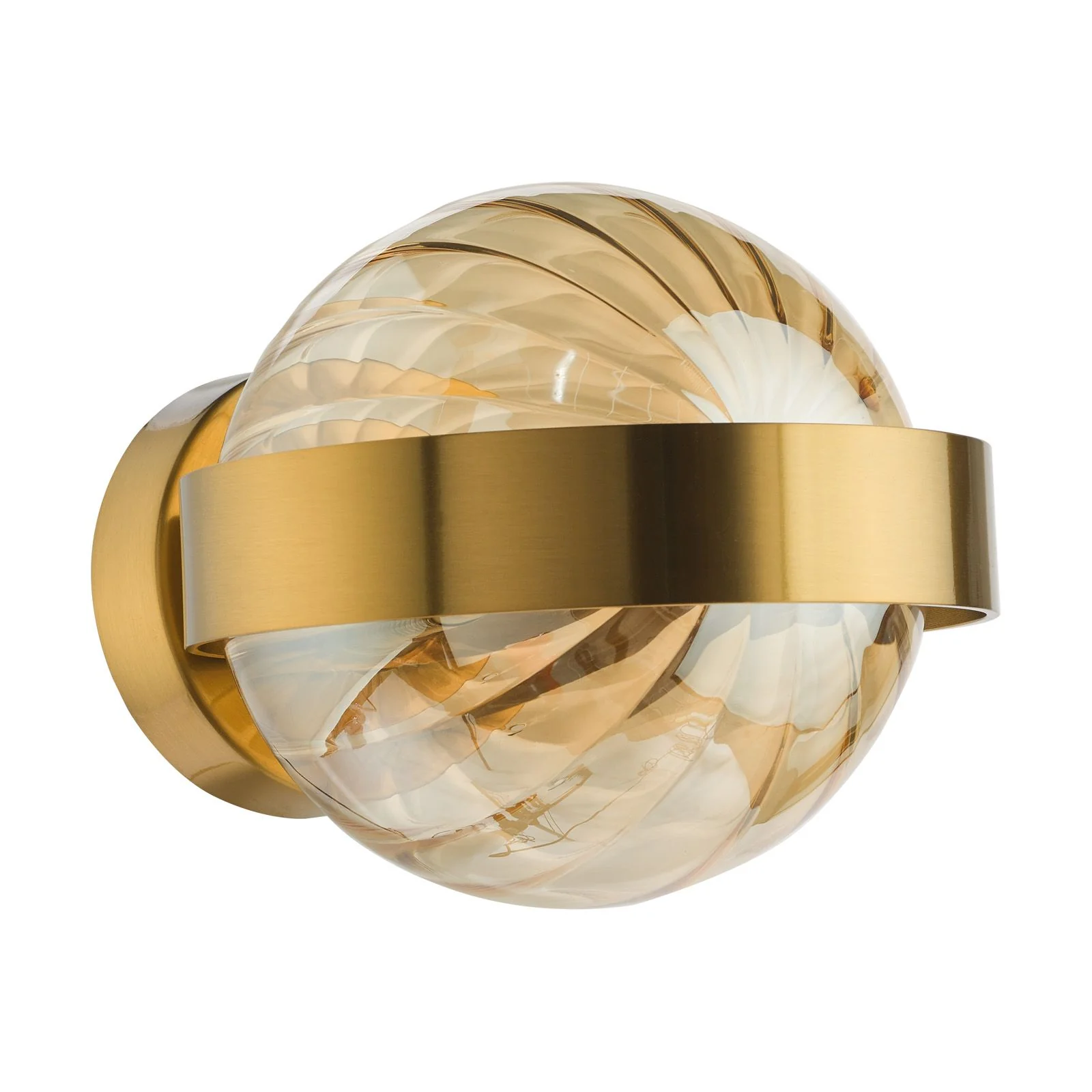 Ophira Wall Light- Antique Gold and Amber Ribbed Glass - Image 2