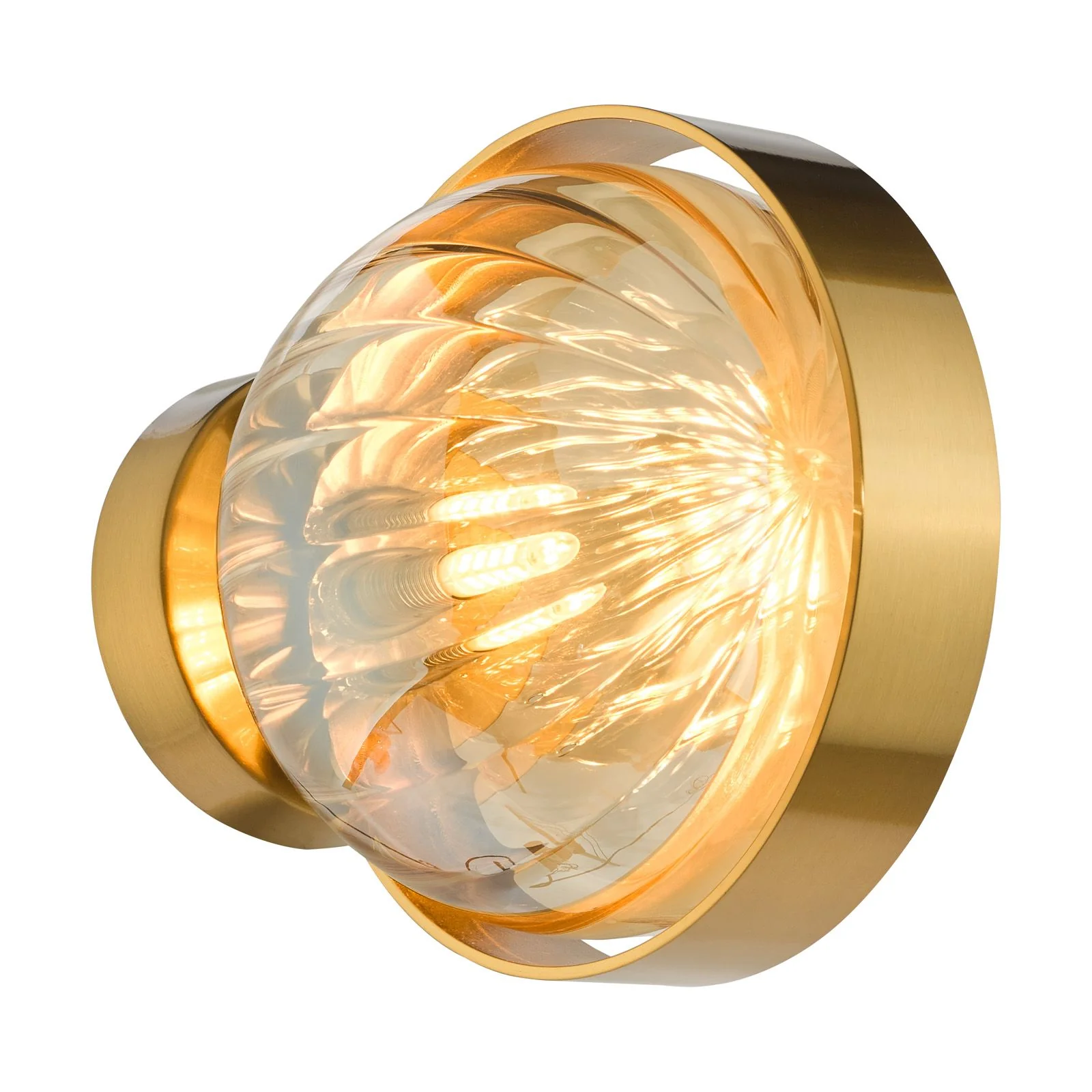 Ophira Wall Light- Antique Gold and Amber Ribbed Glass - Image 3
