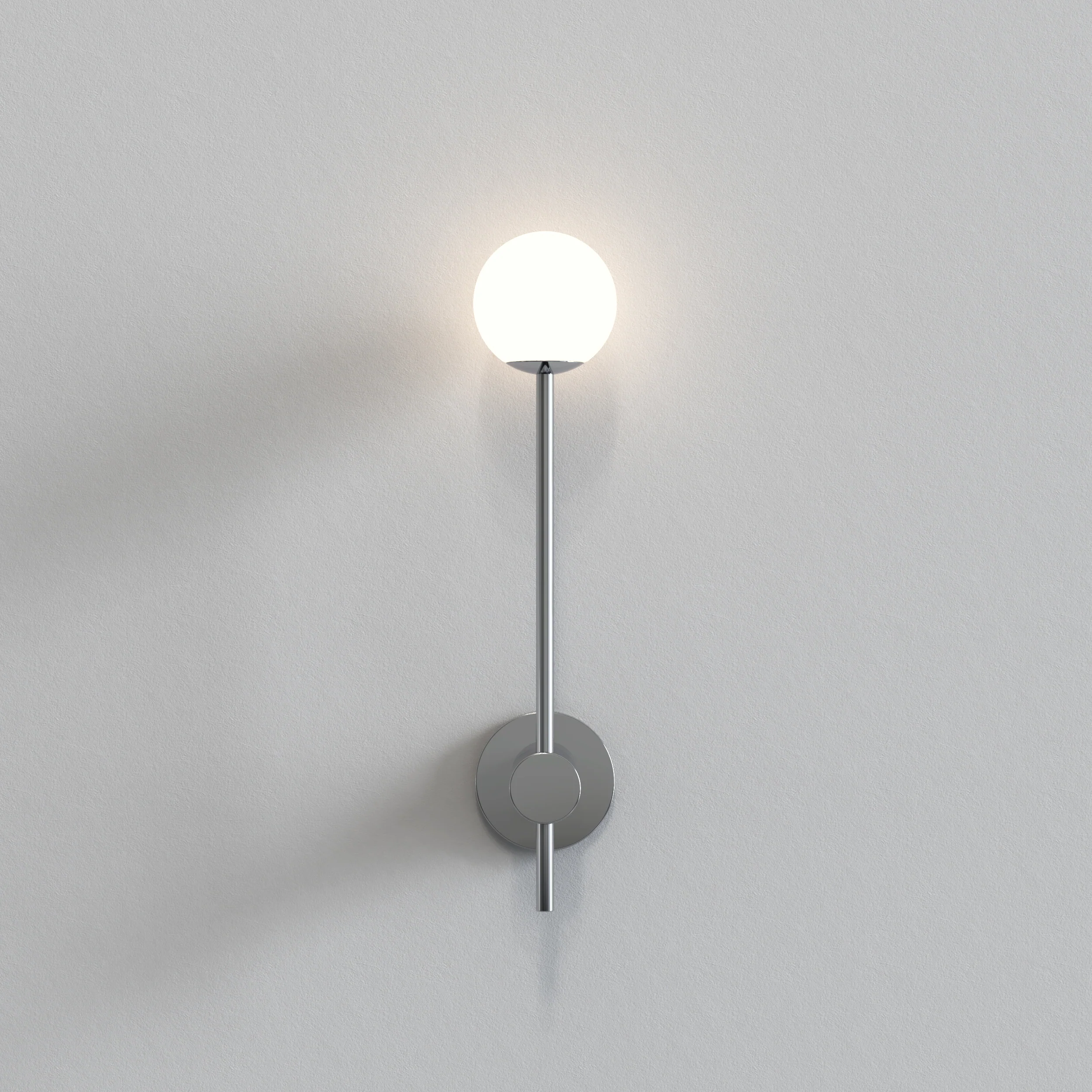 Orb Single Bathroom Wall Light- Polished Chrome/ Matt Black - Image 3