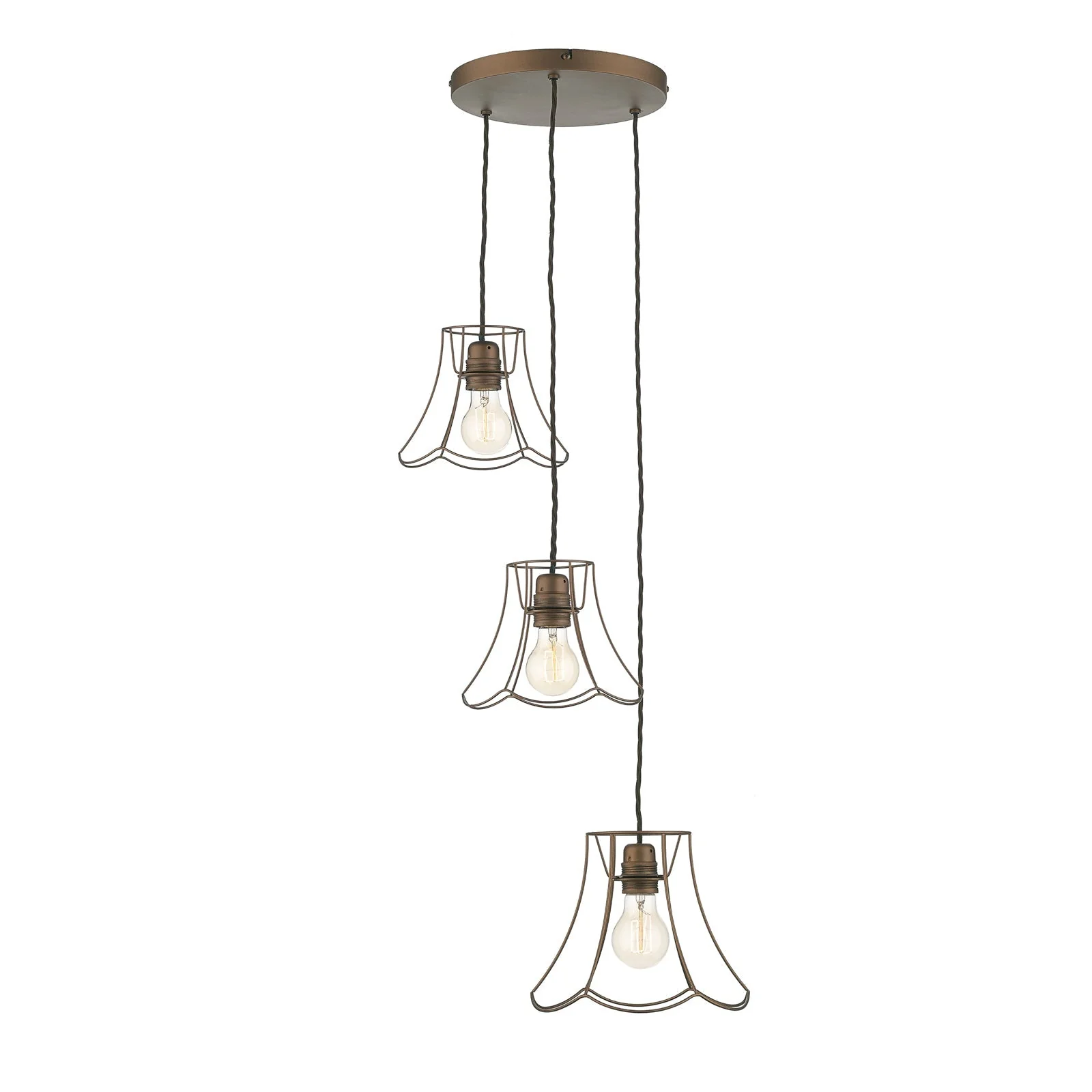 OREGON 3 light pendant bespoke/Bronze finish E27 - Image 3