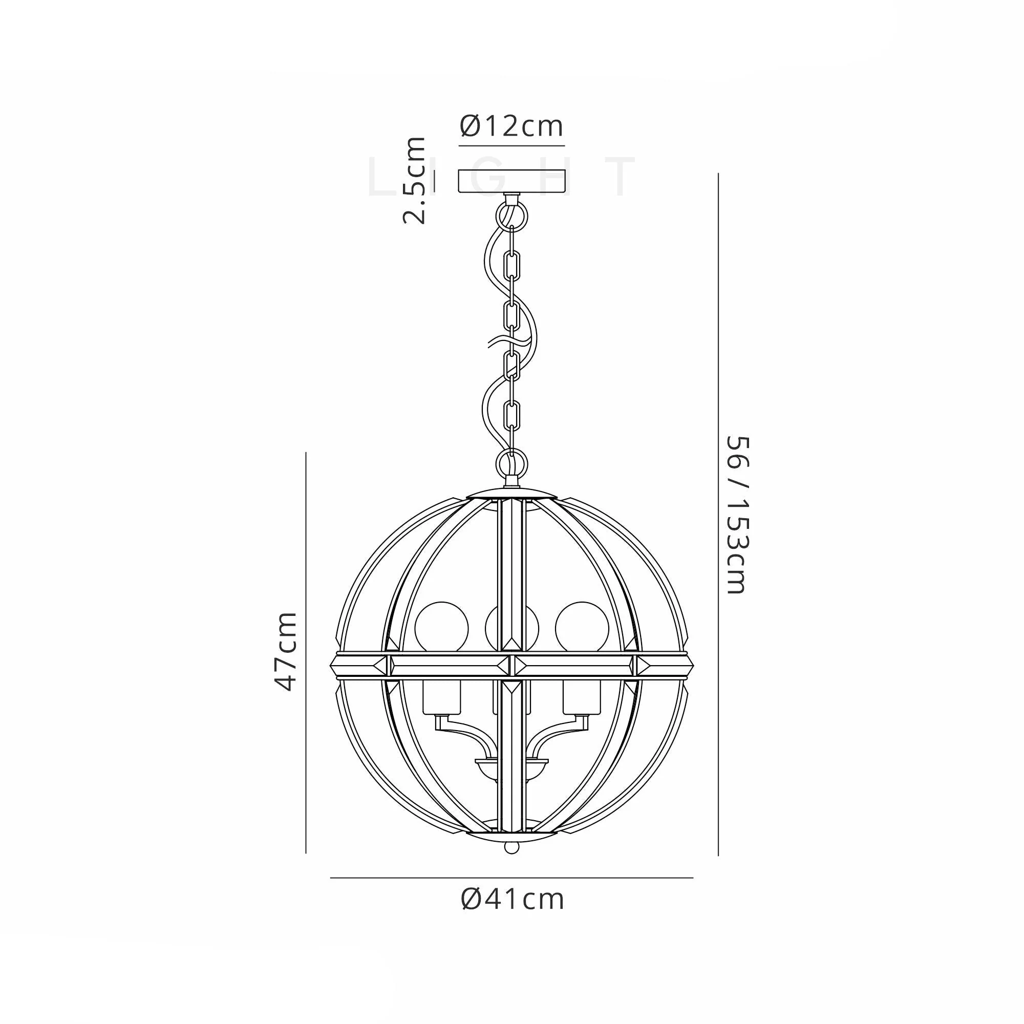 Orlando Round Pendant, 1/3/6 Light E27 - Image 3