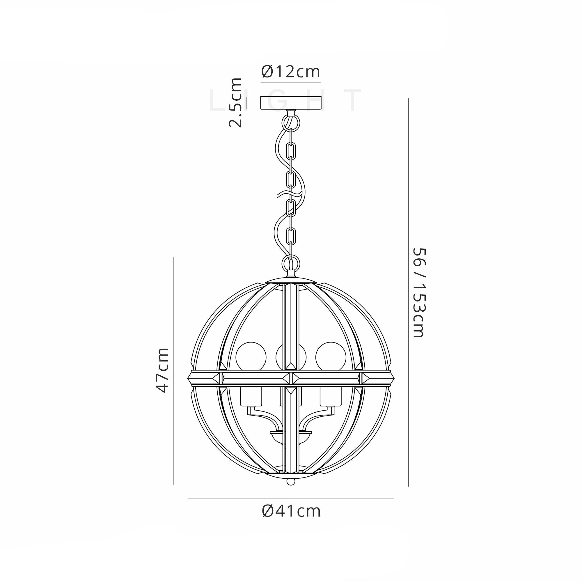 Orlando Round Pendant, 1/3/6 Light E27 - Image 6